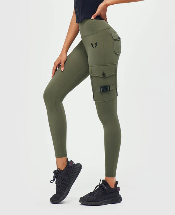 Cargo Fitness Leggings - Olive