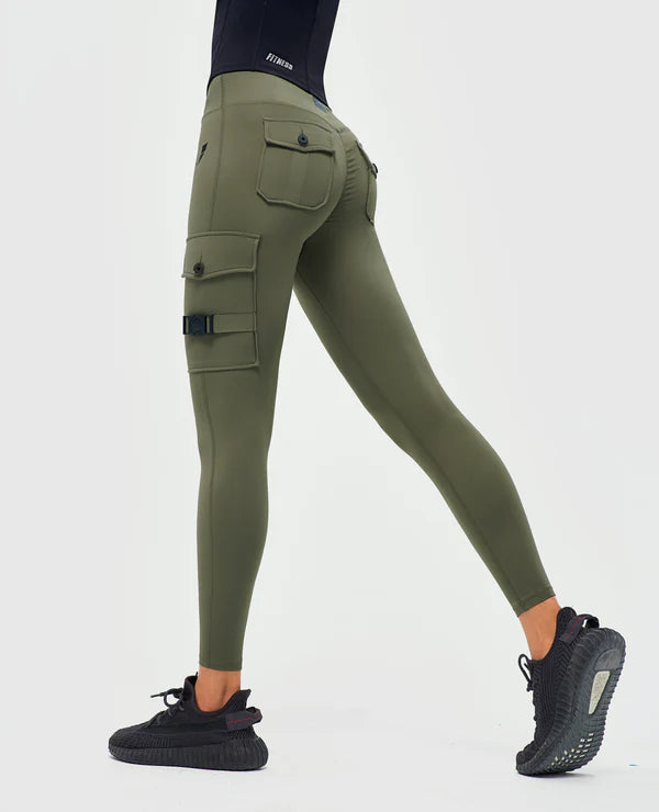Cargo Fitness Leggings - Olive