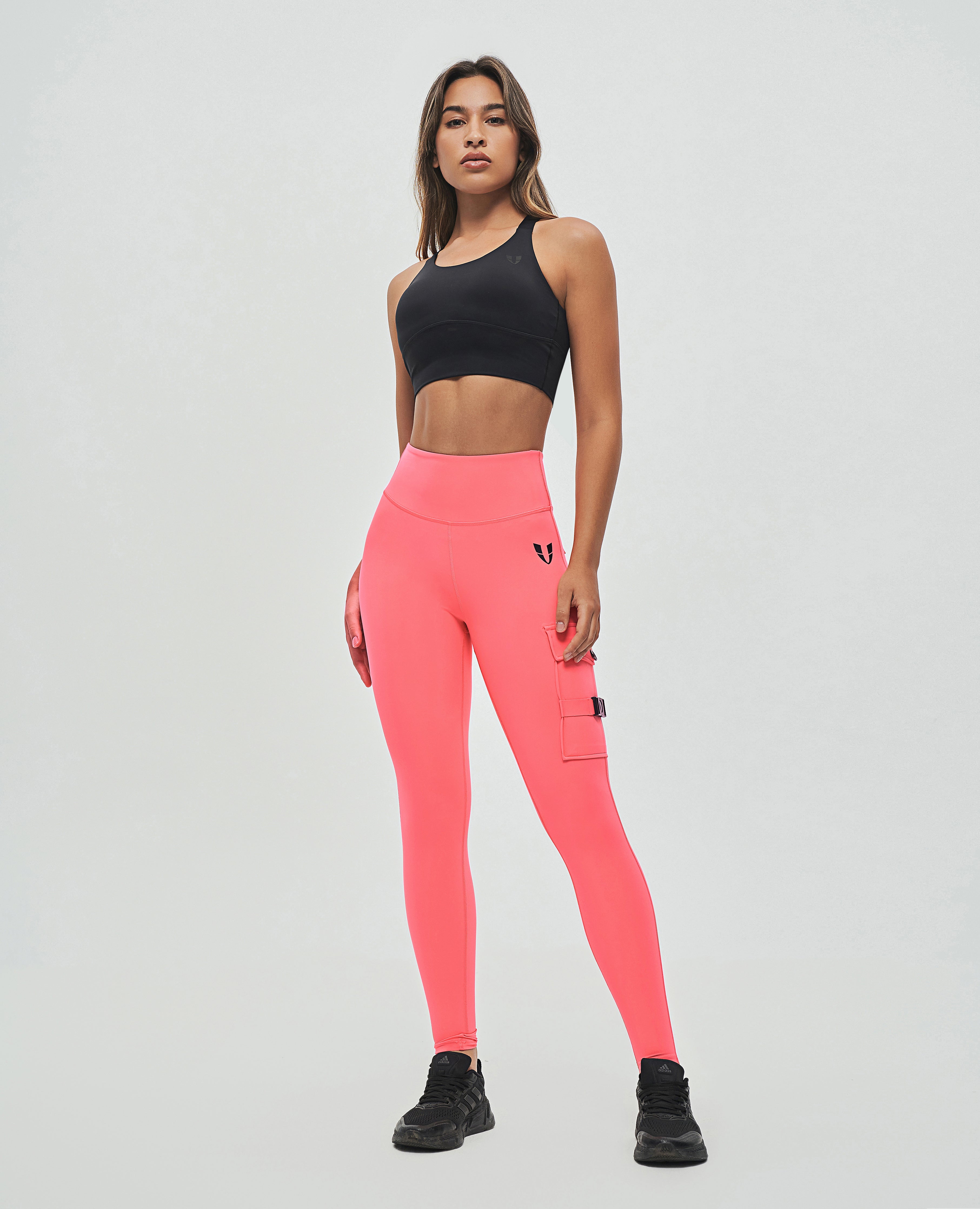 Cargo Fitness Leggings - Coral Red