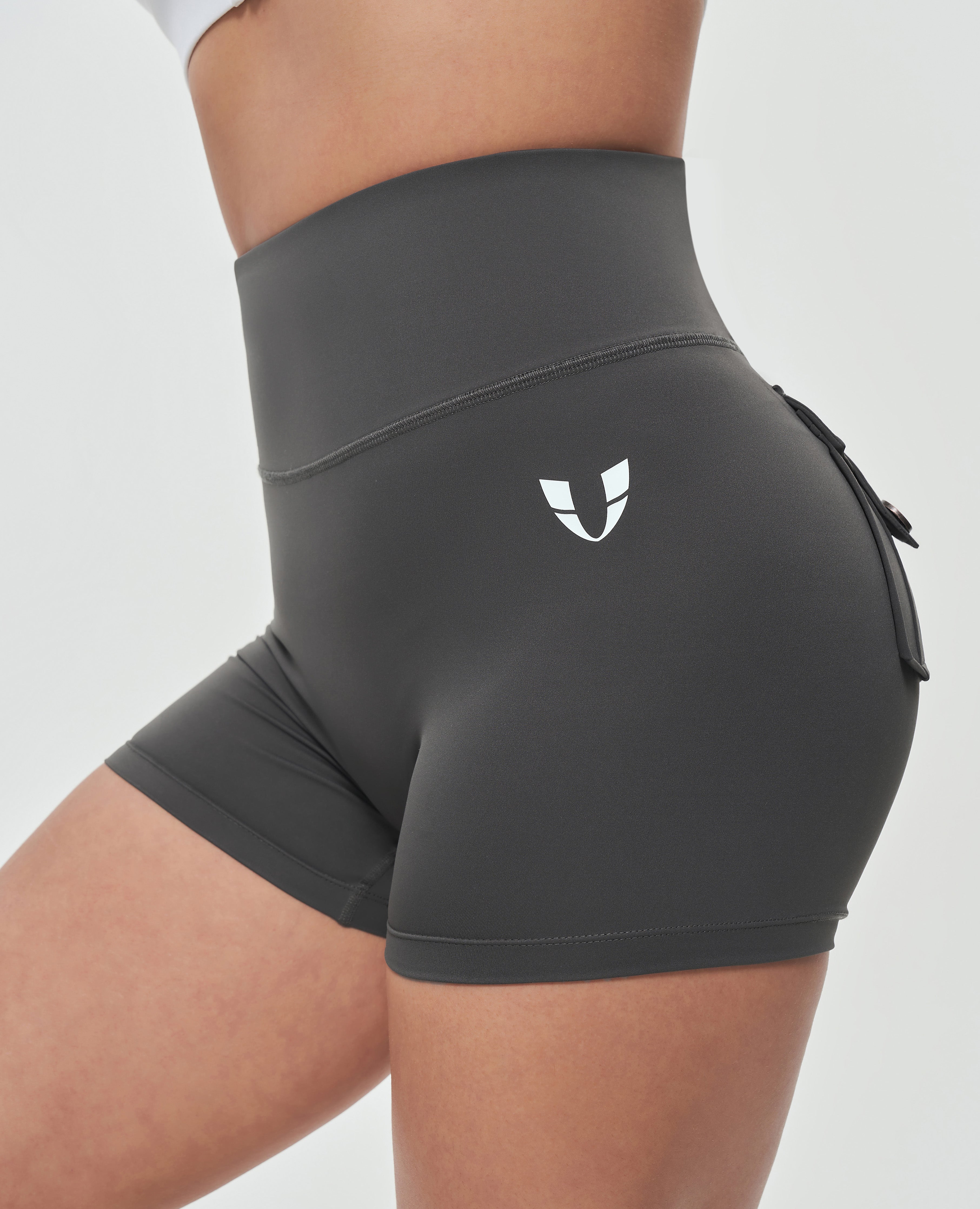 Cargoshorts mit hoher Taille – Grau