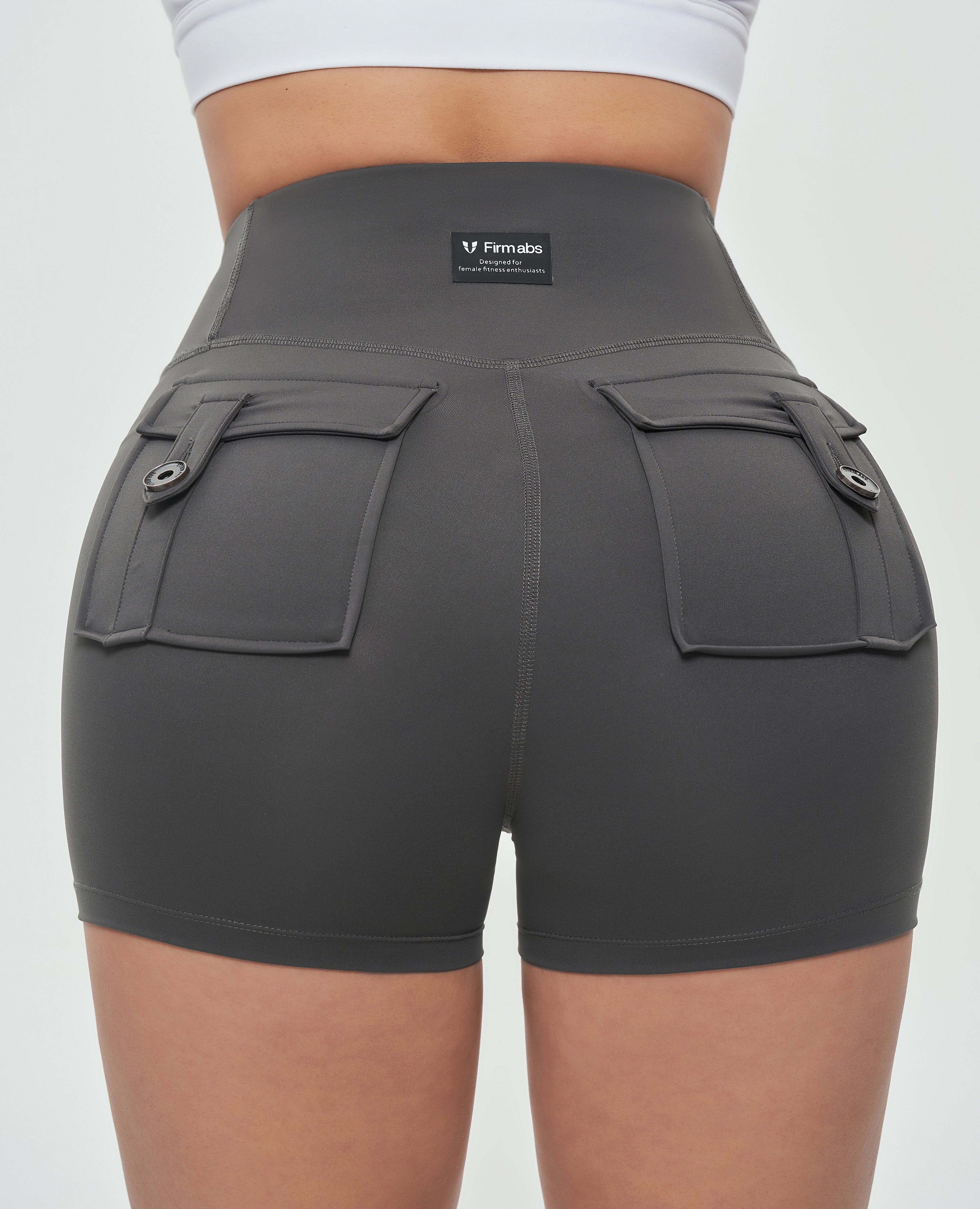 Short cargo taille haute - Gris