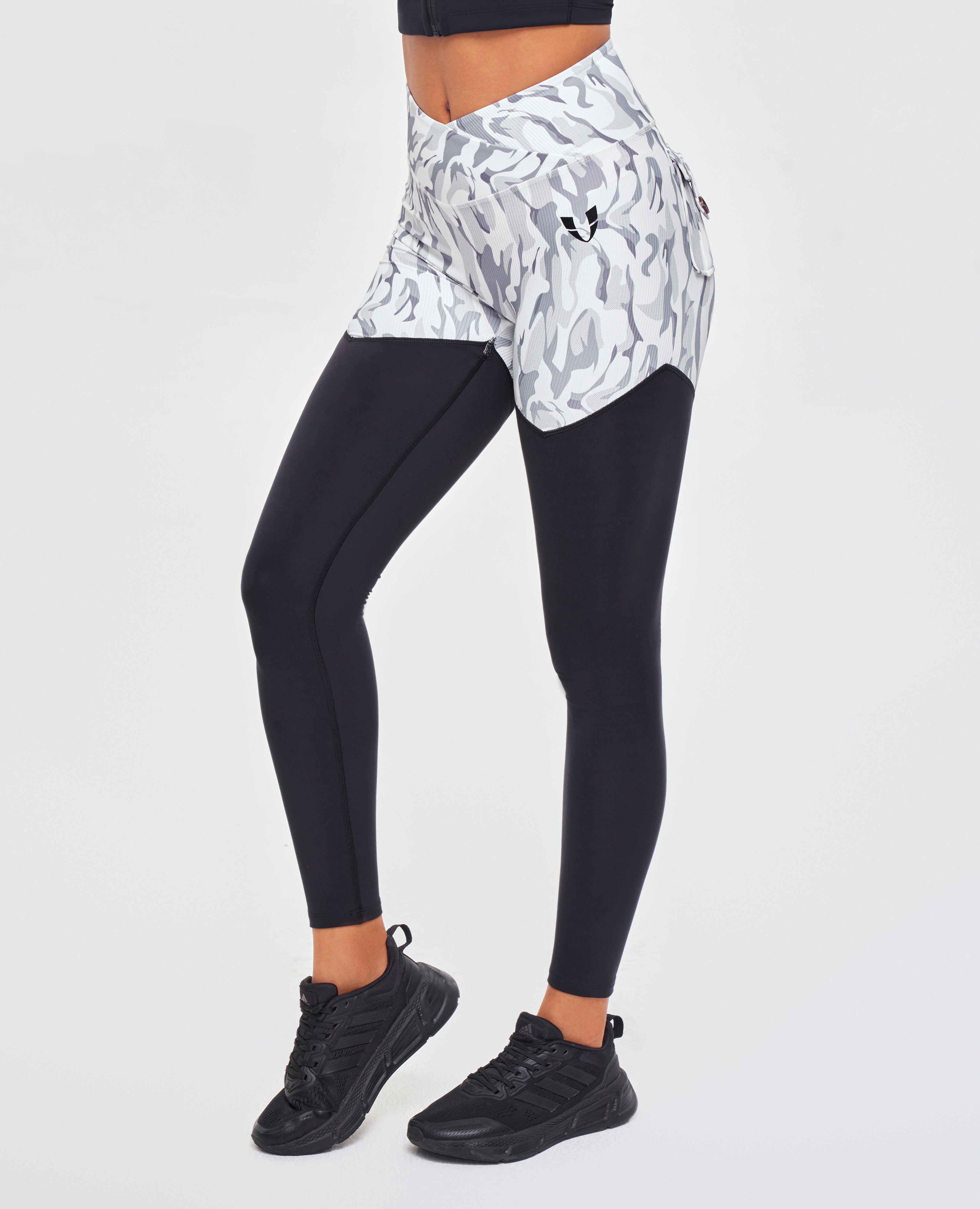 Cargo Power Leggings White Camo and Black