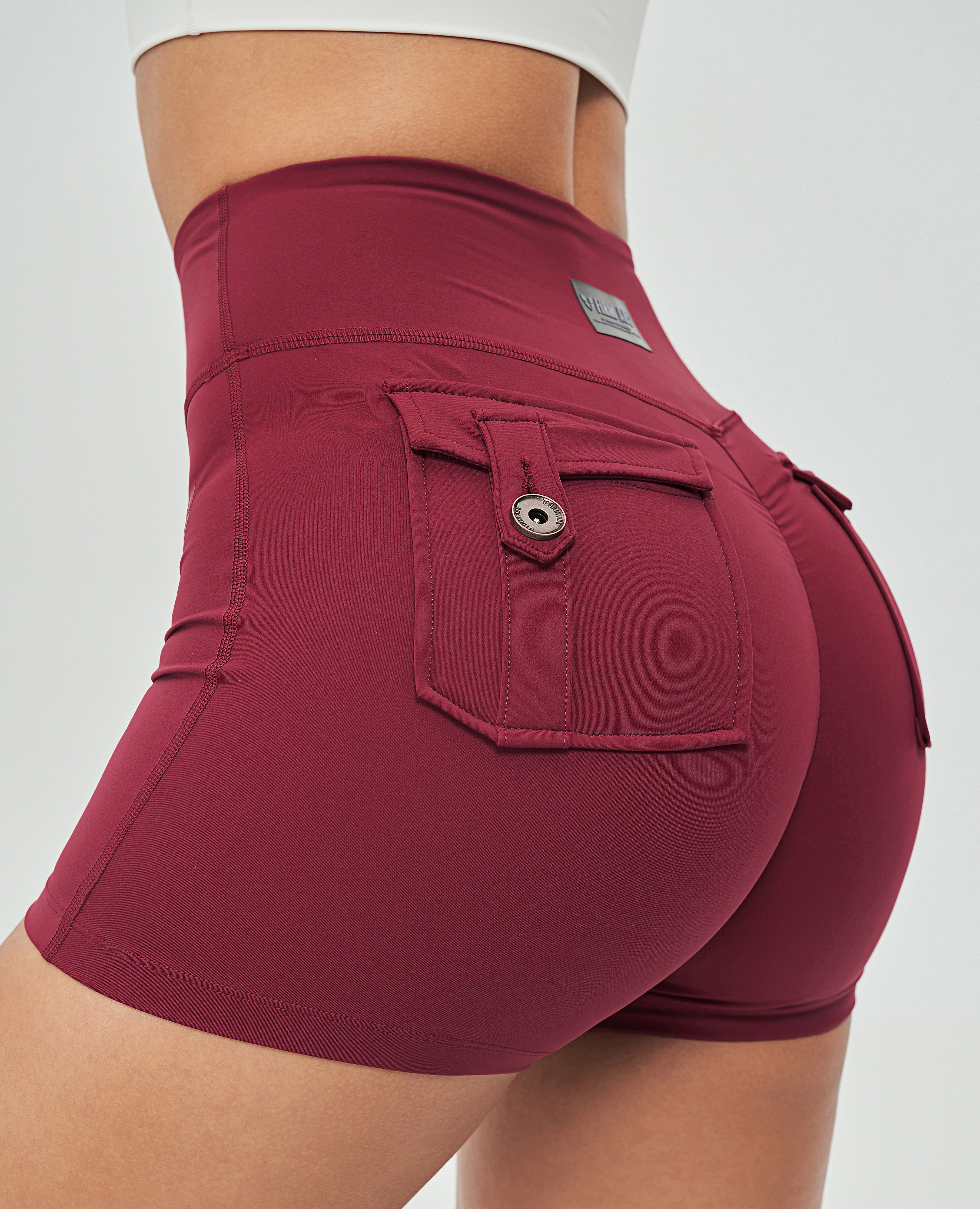 Cargo Short Shorts - Deep Brownish Red
