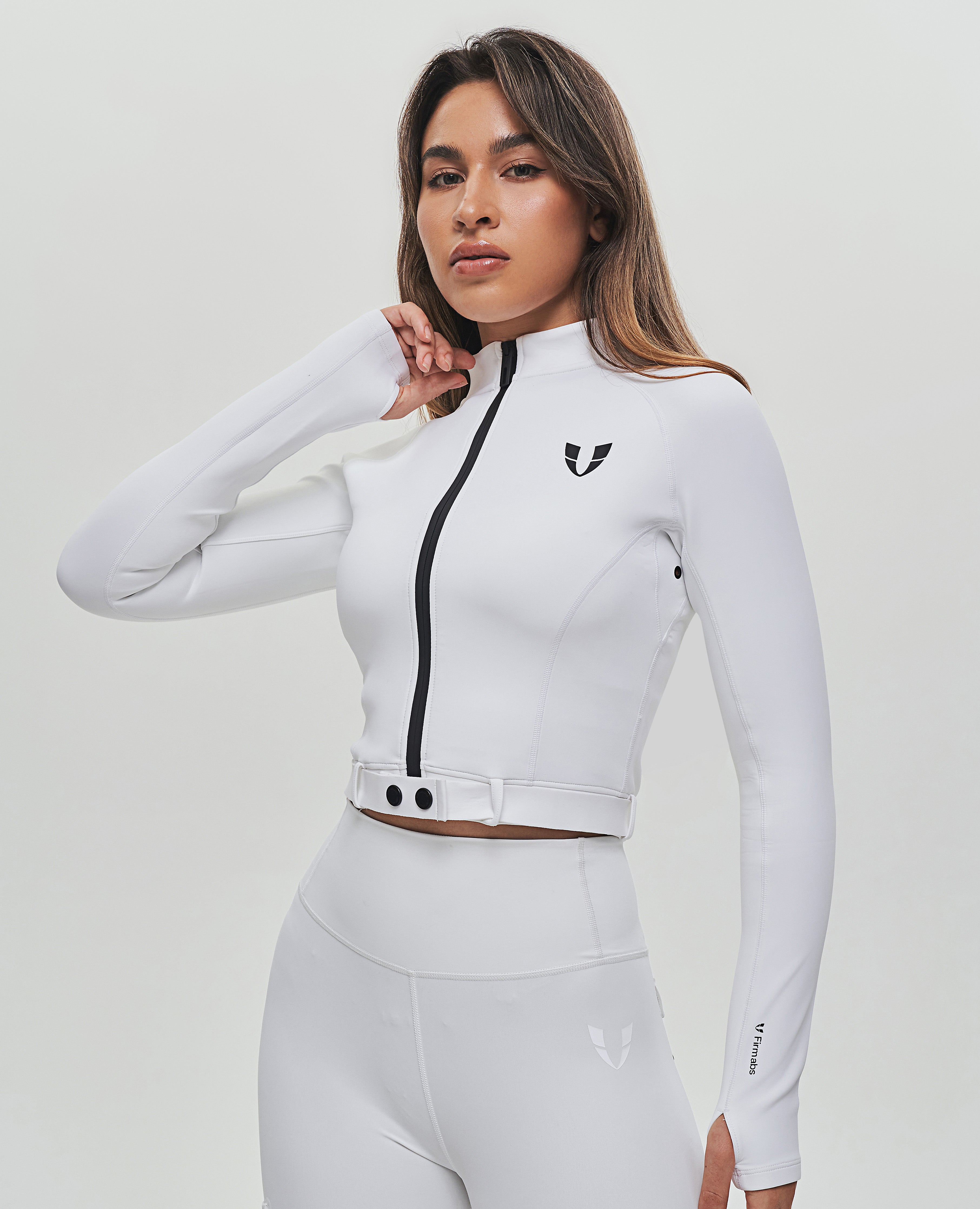 Chaqueta corta con cremallera completa Plus - Blanco