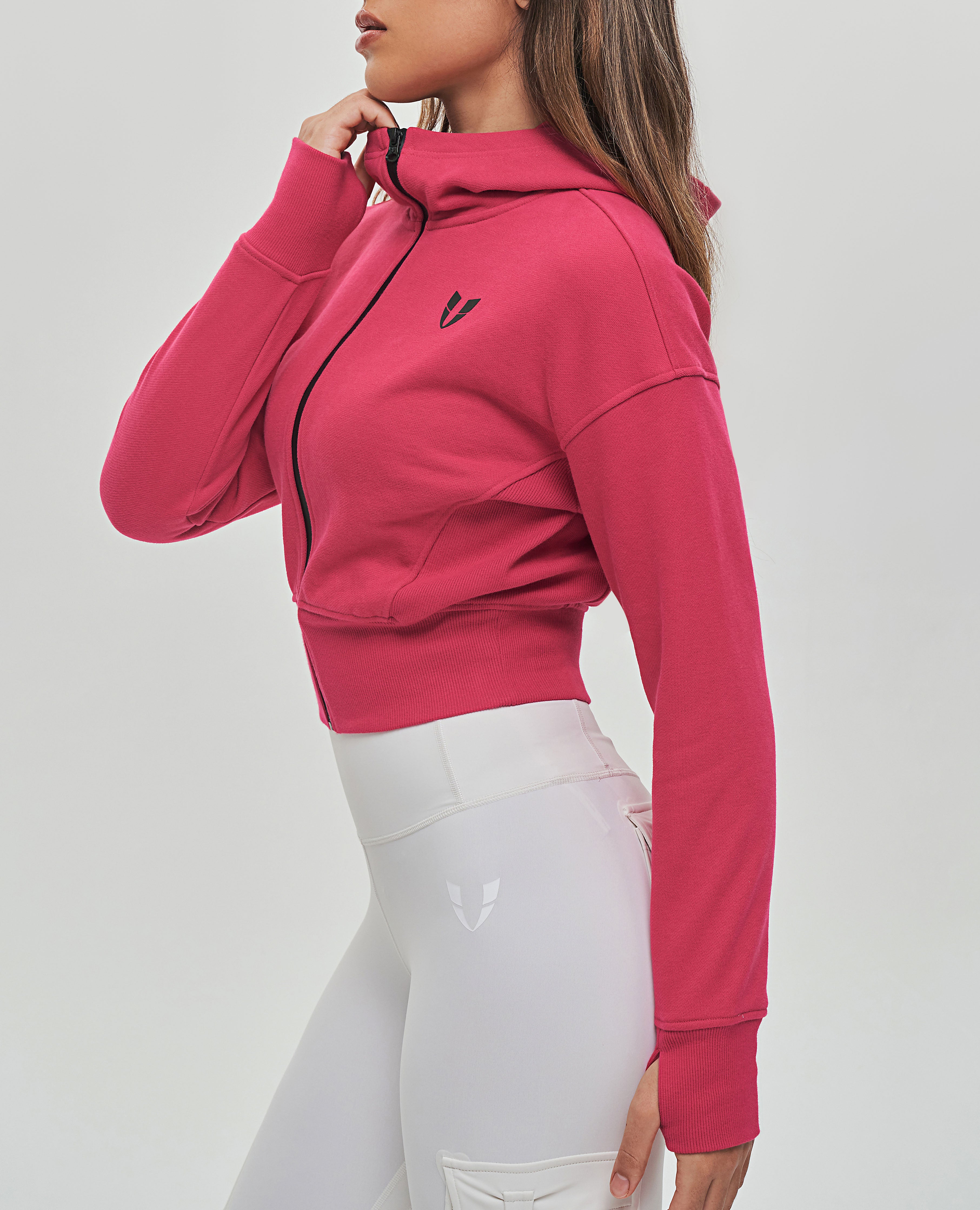 Sweat à capuche en polaire entièrement zippé - Fuchsia