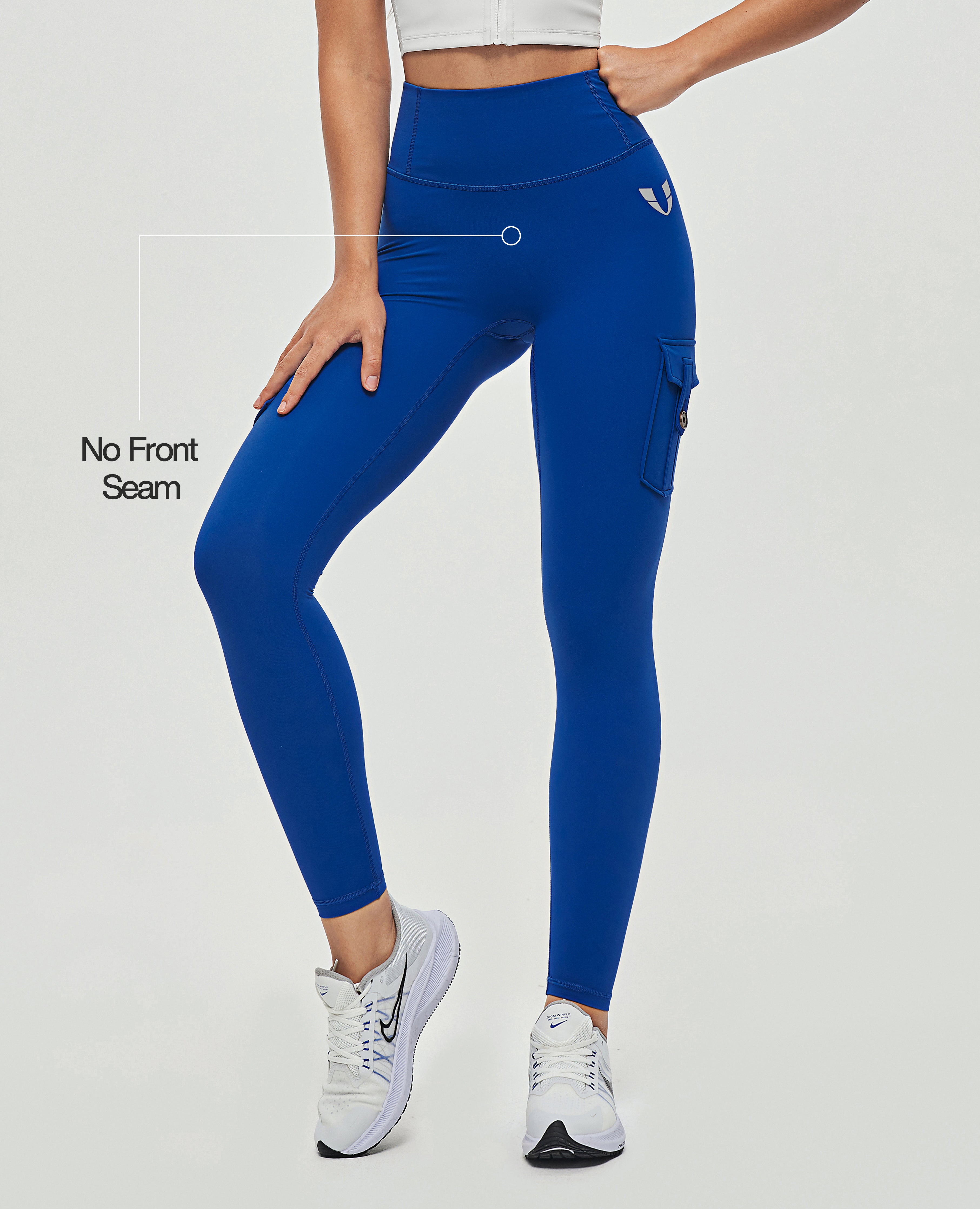 Cargo-Leggings mit hoher Taille – Blau