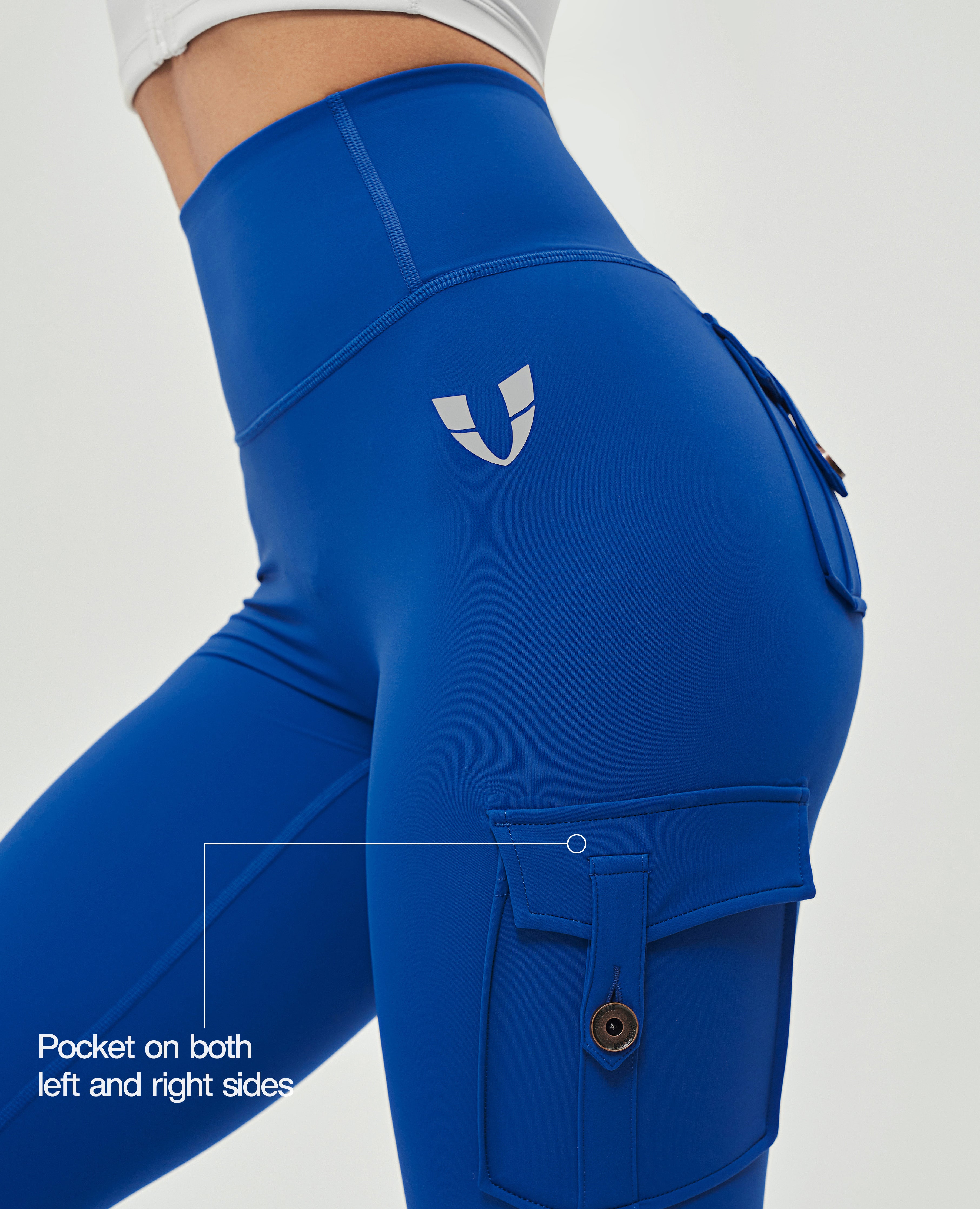 Cargo-Leggings mit hoher Taille – Blau