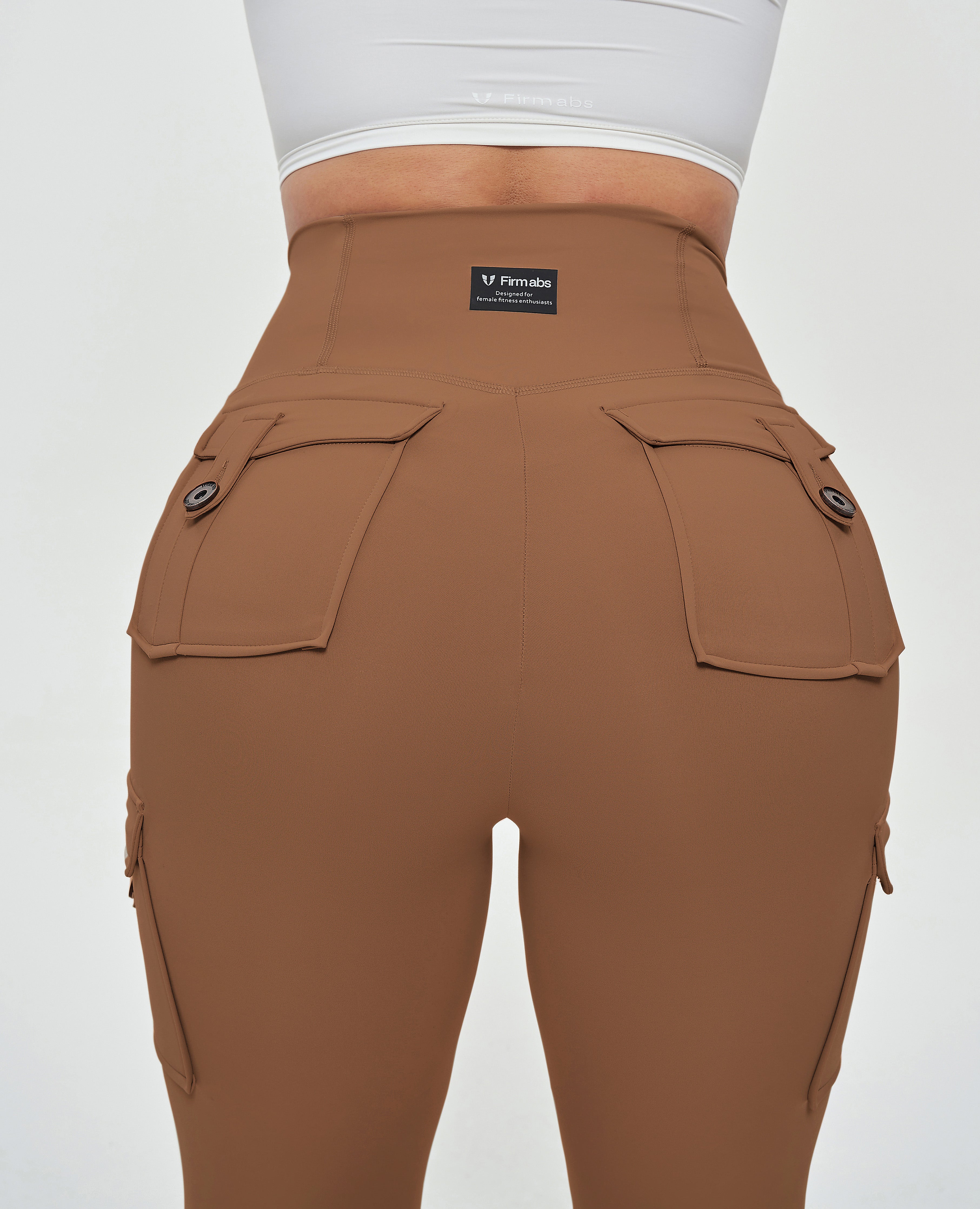 Cargo-Leggings mit hoher Taille – Braun