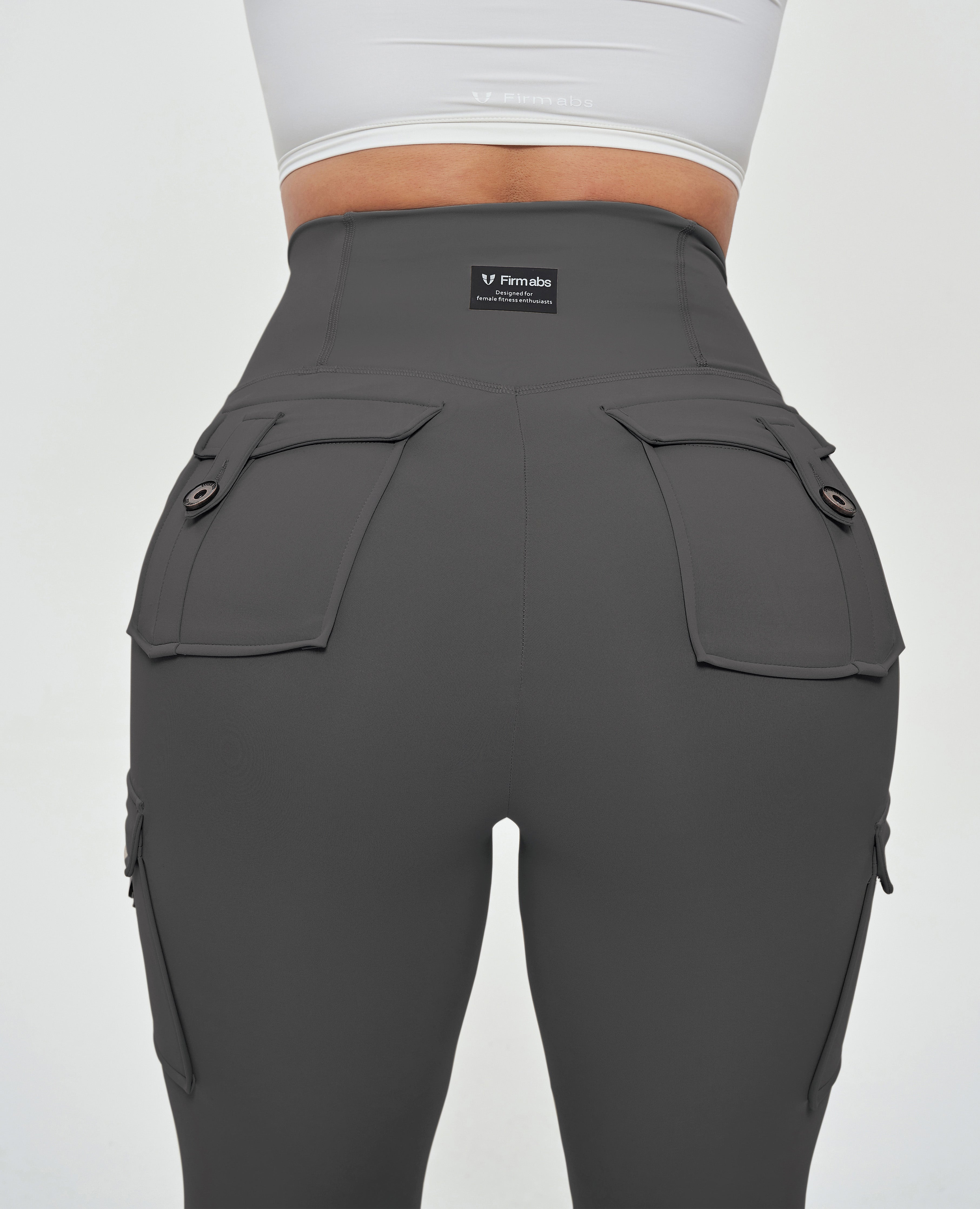 Cargo-Leggings mit hoher Taille – Grau