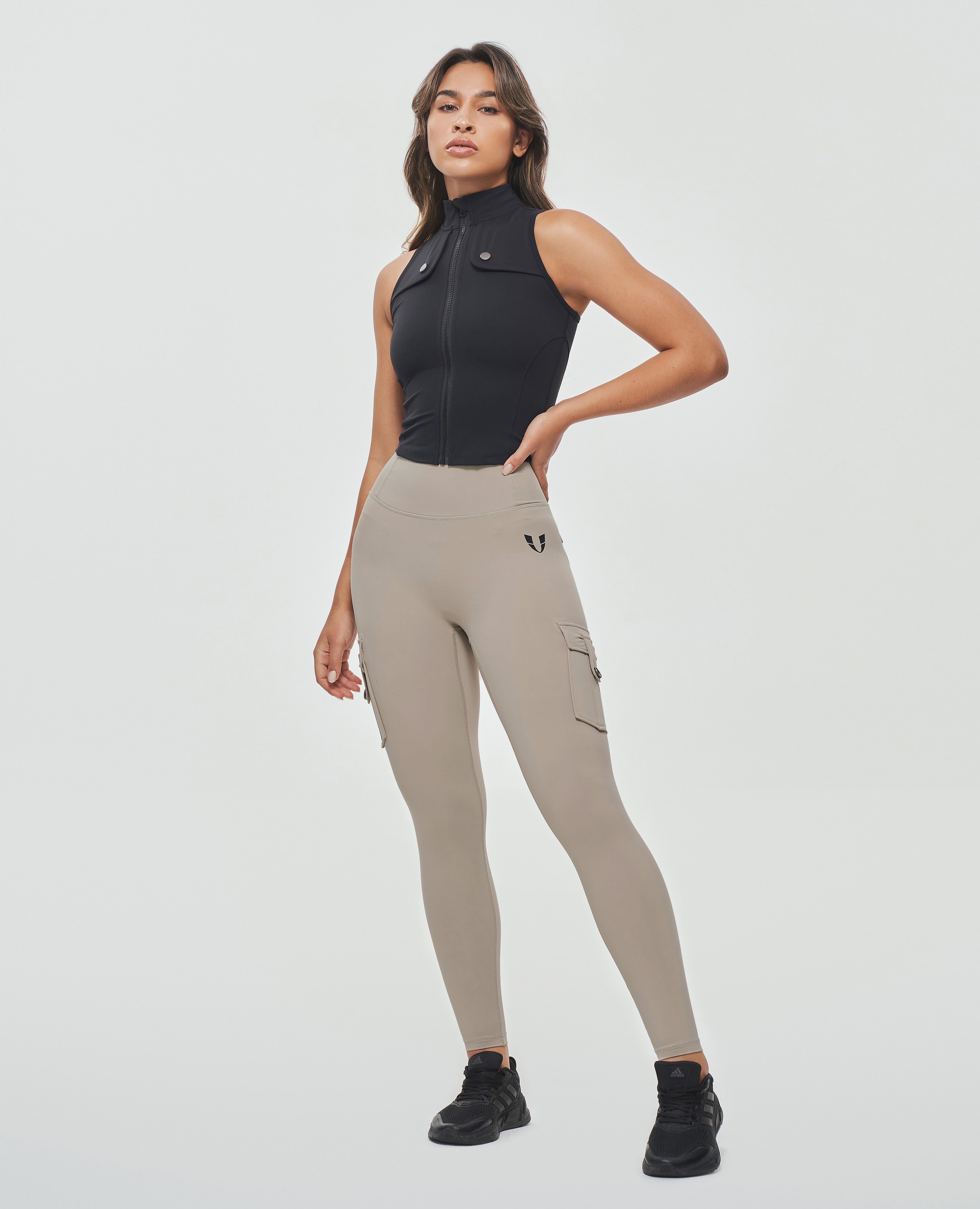 Cargo-Leggings mit hoher Taille – Khaki