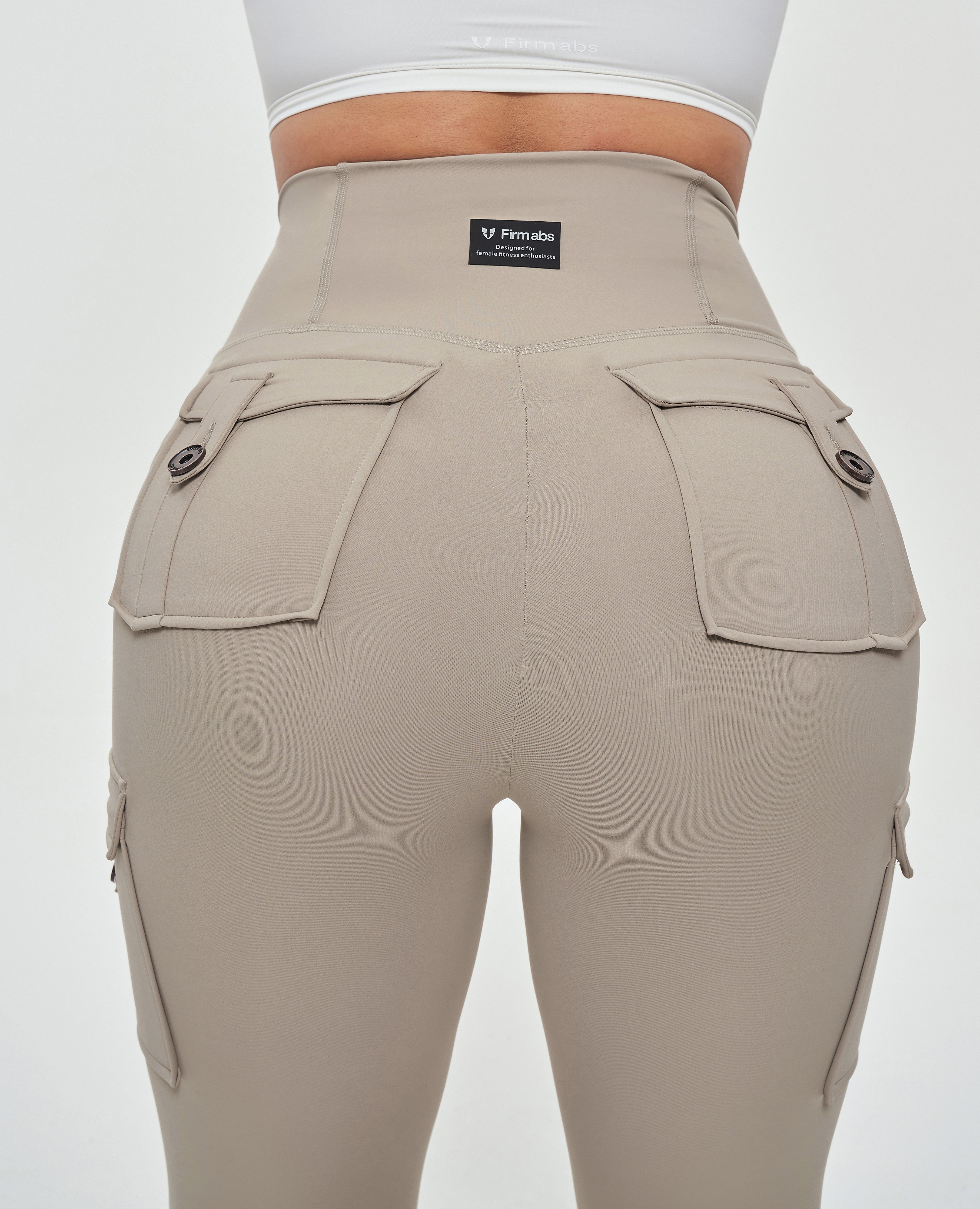 Cargo-Leggings mit hoher Taille – Khaki