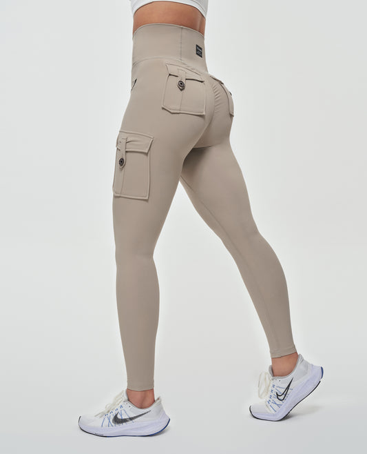 Hohe taillierte Leggings - Khaki