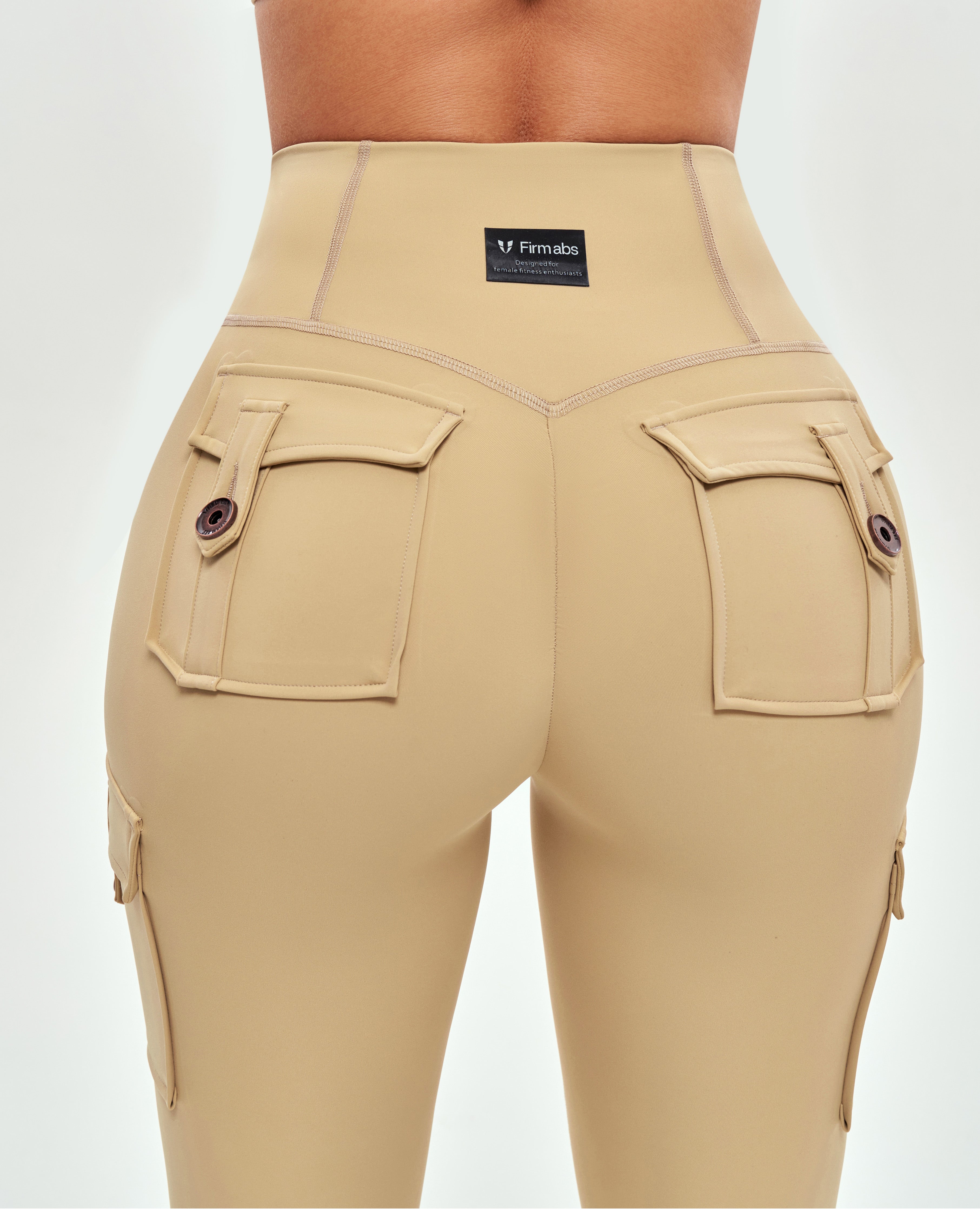 Leggings cargo de cintura alta - Amarillo caqui