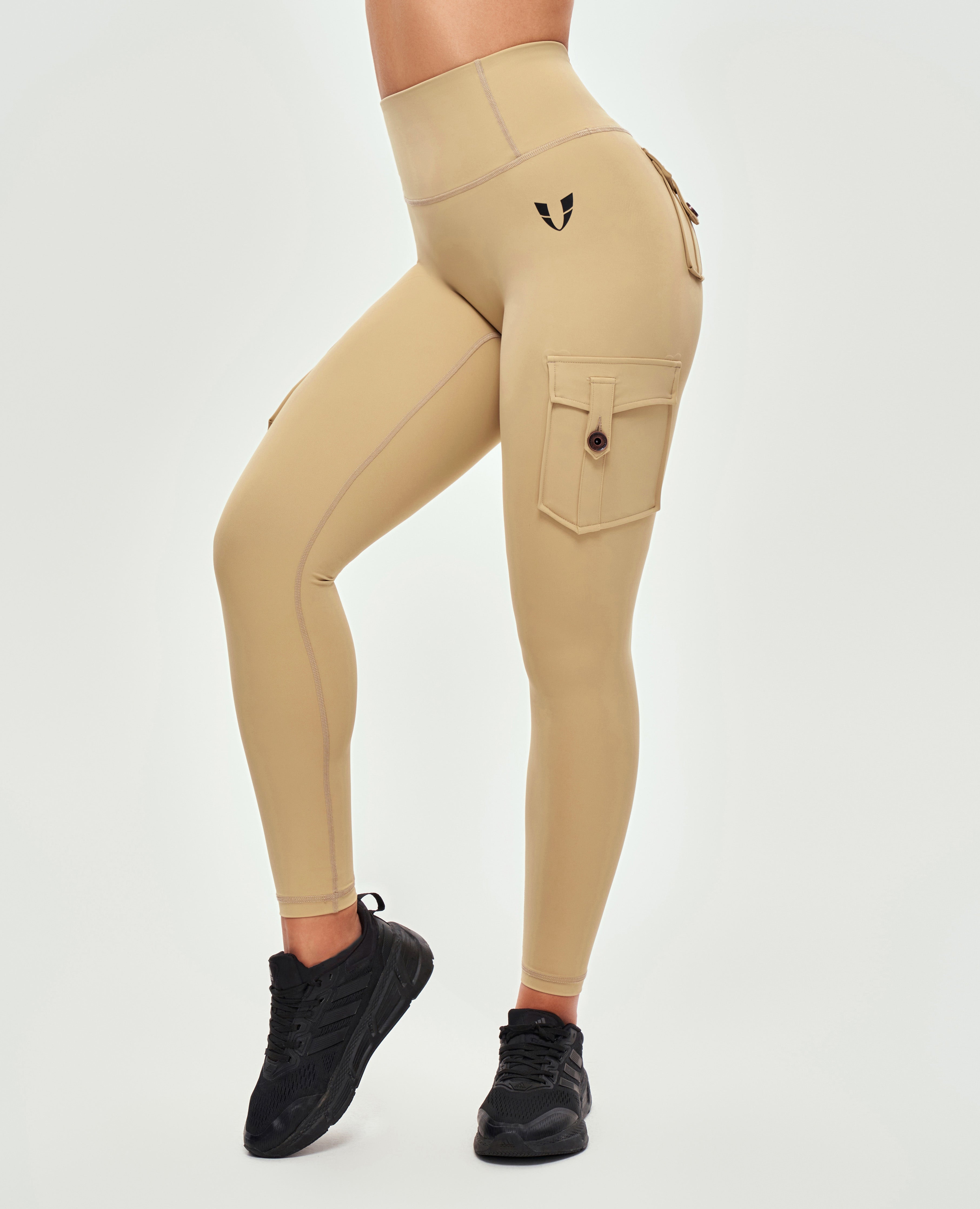 Leggings cargo de cintura alta - Amarillo caqui