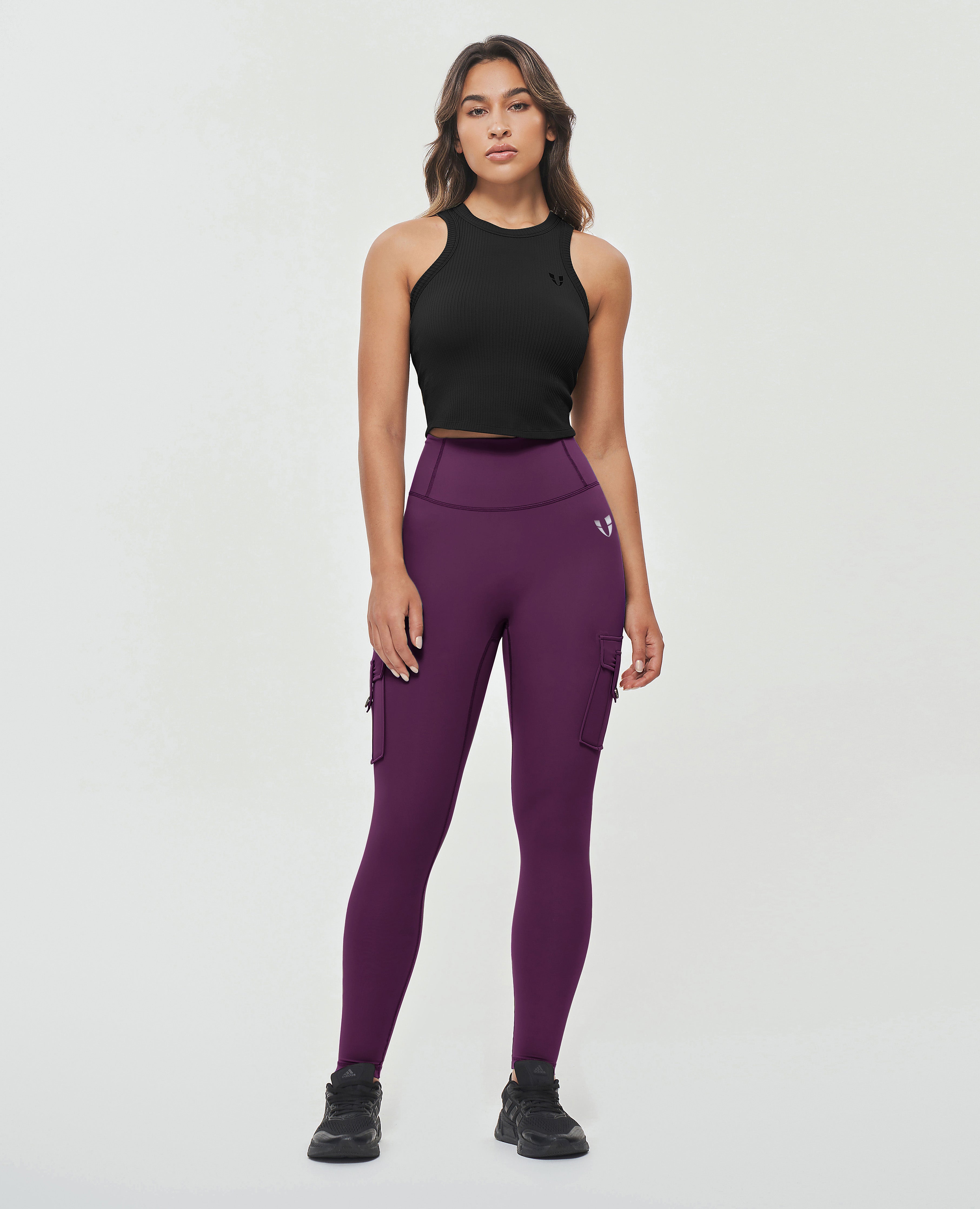 High Waisted Cargo Leggings - Purple