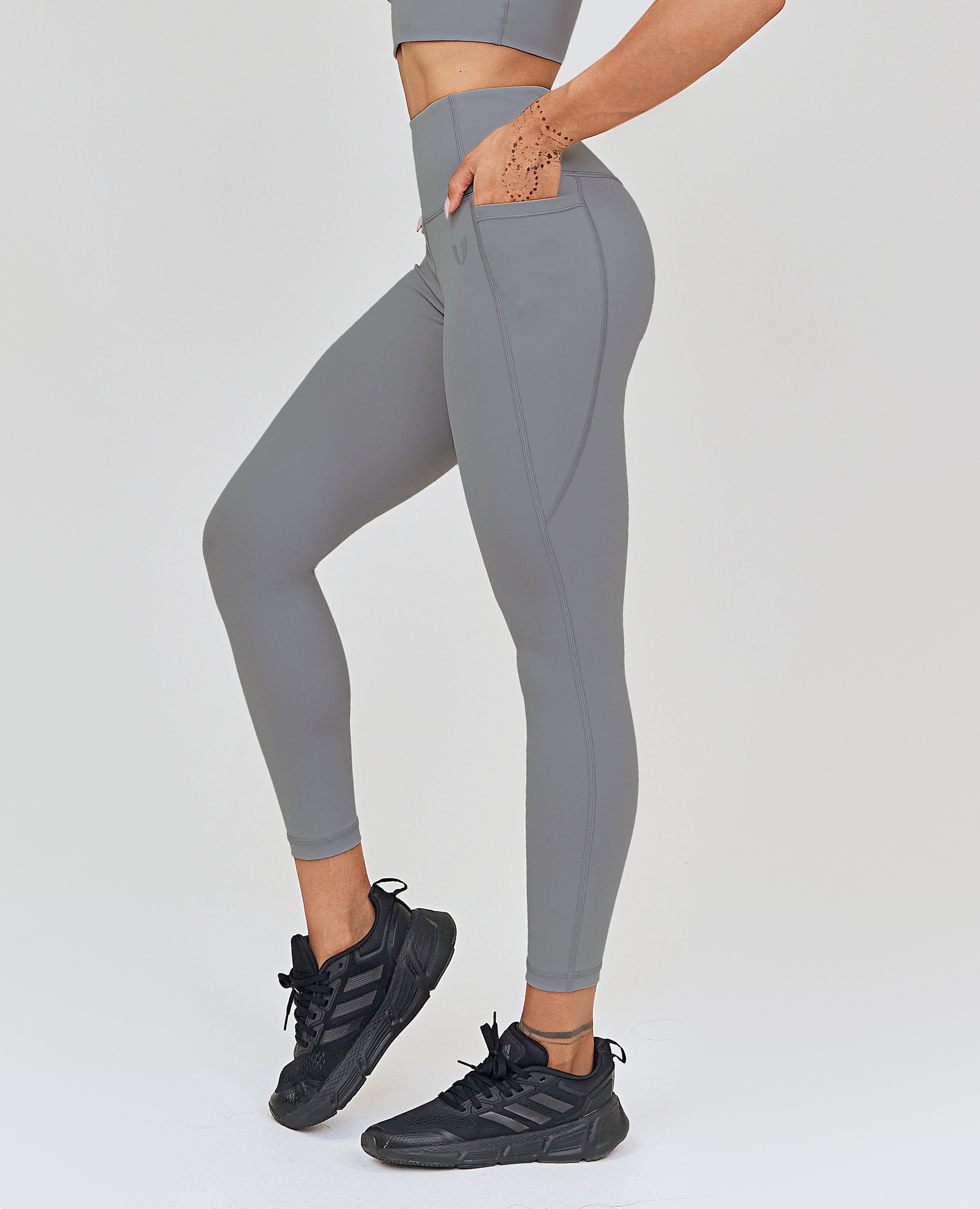 Sport-Leggings mit hoher Taille – Grau