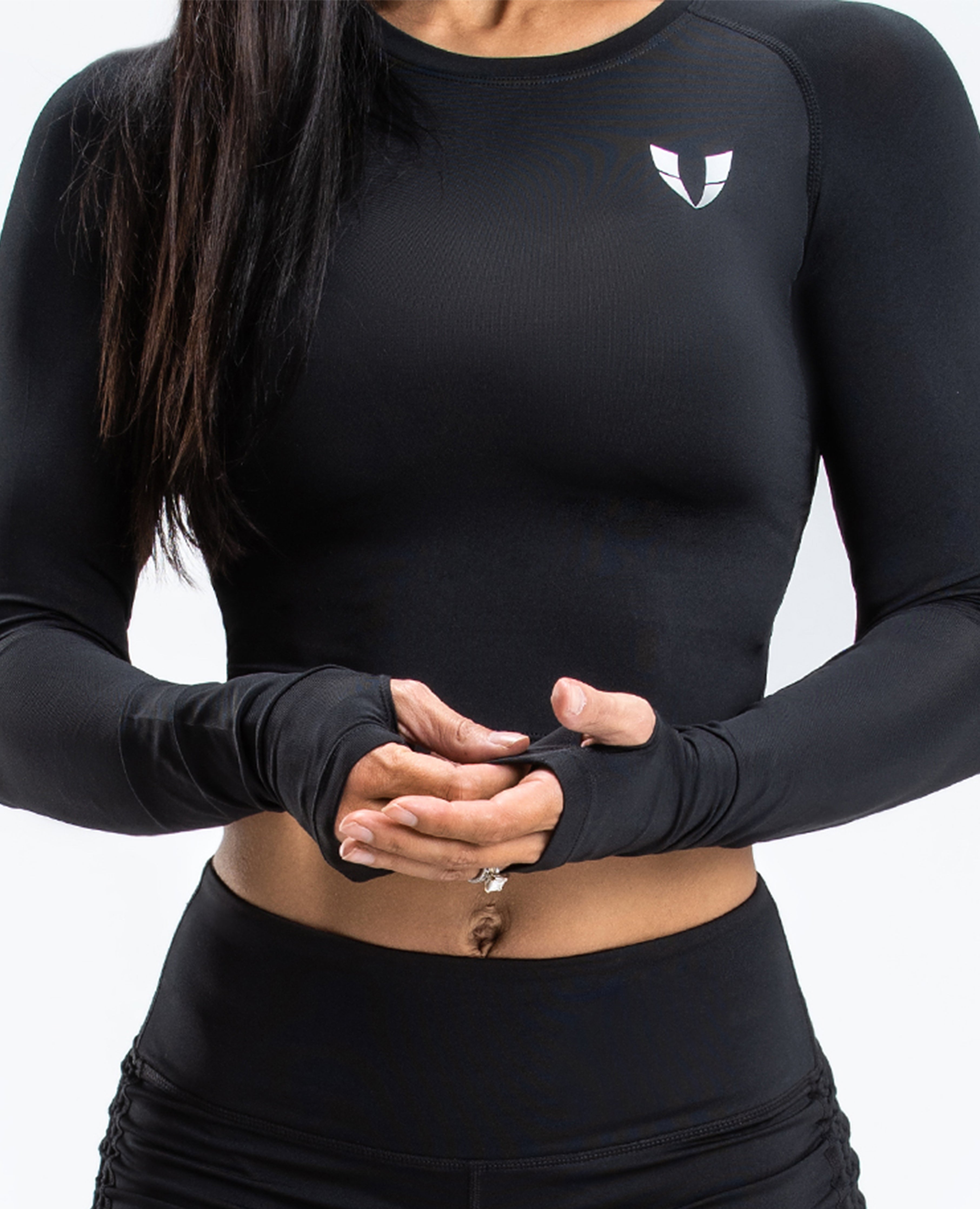 Workout-top met lange mouwen - zwart