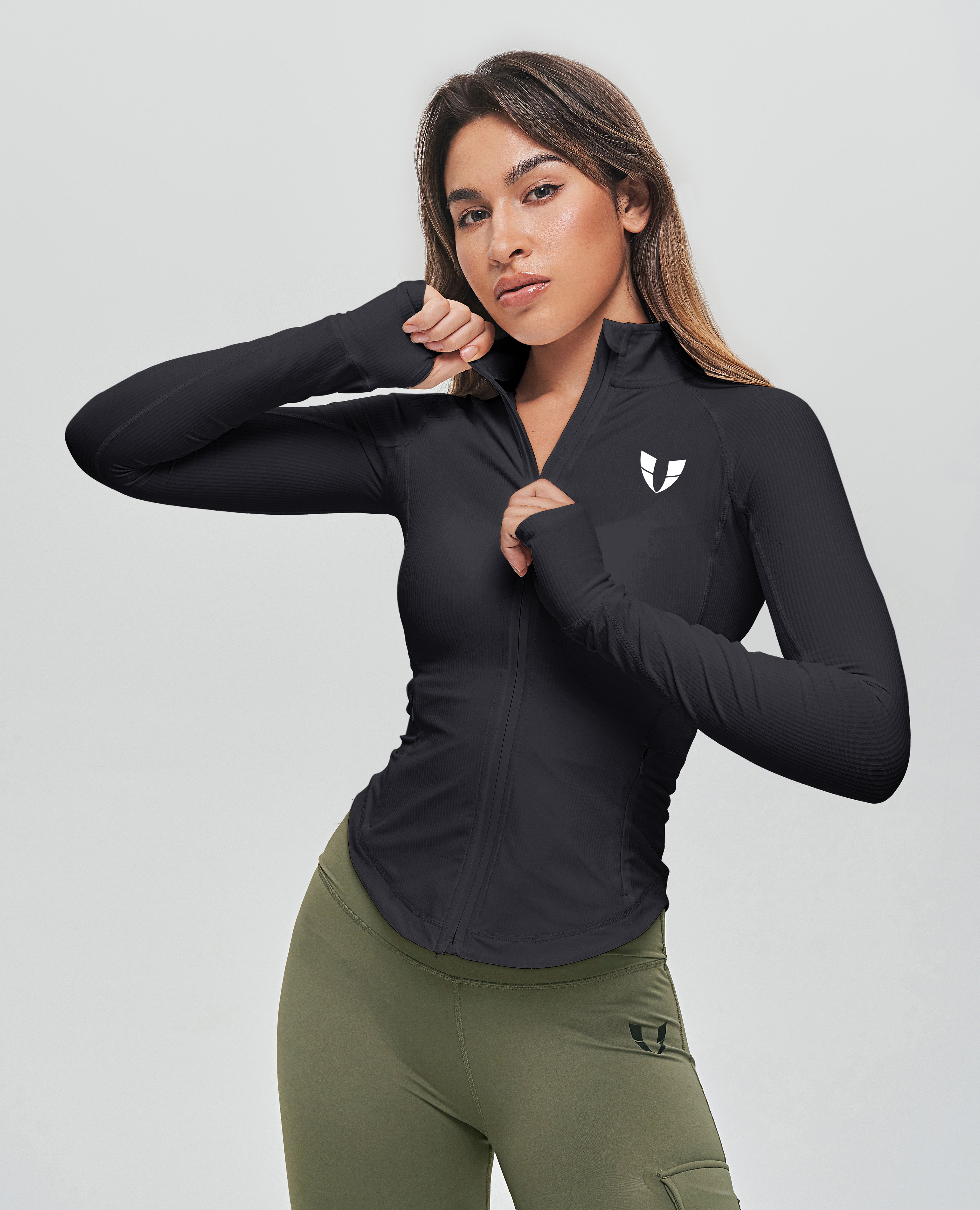 Chaqueta deportiva de canalé - Negro