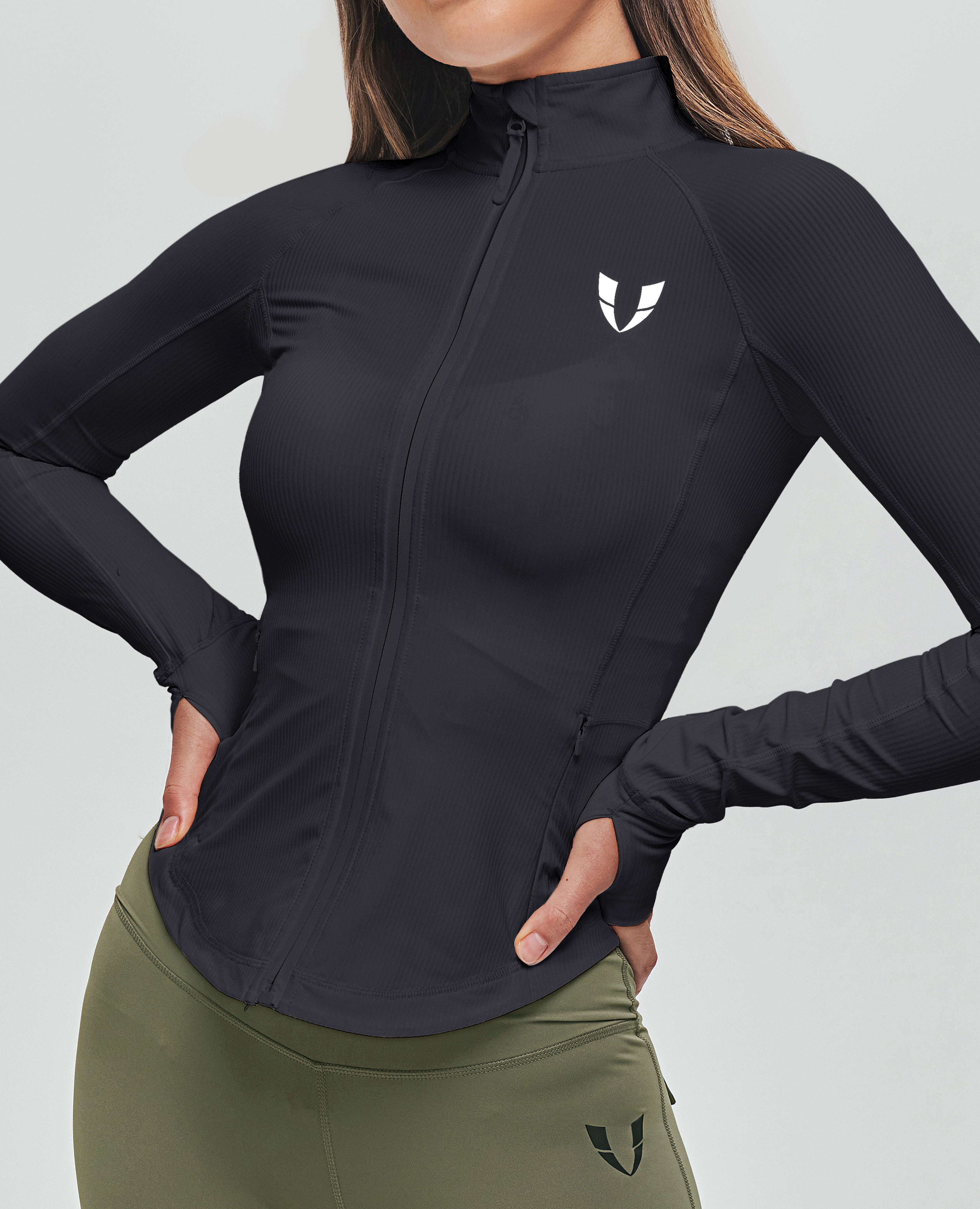 Chaqueta deportiva de canalé - Negro