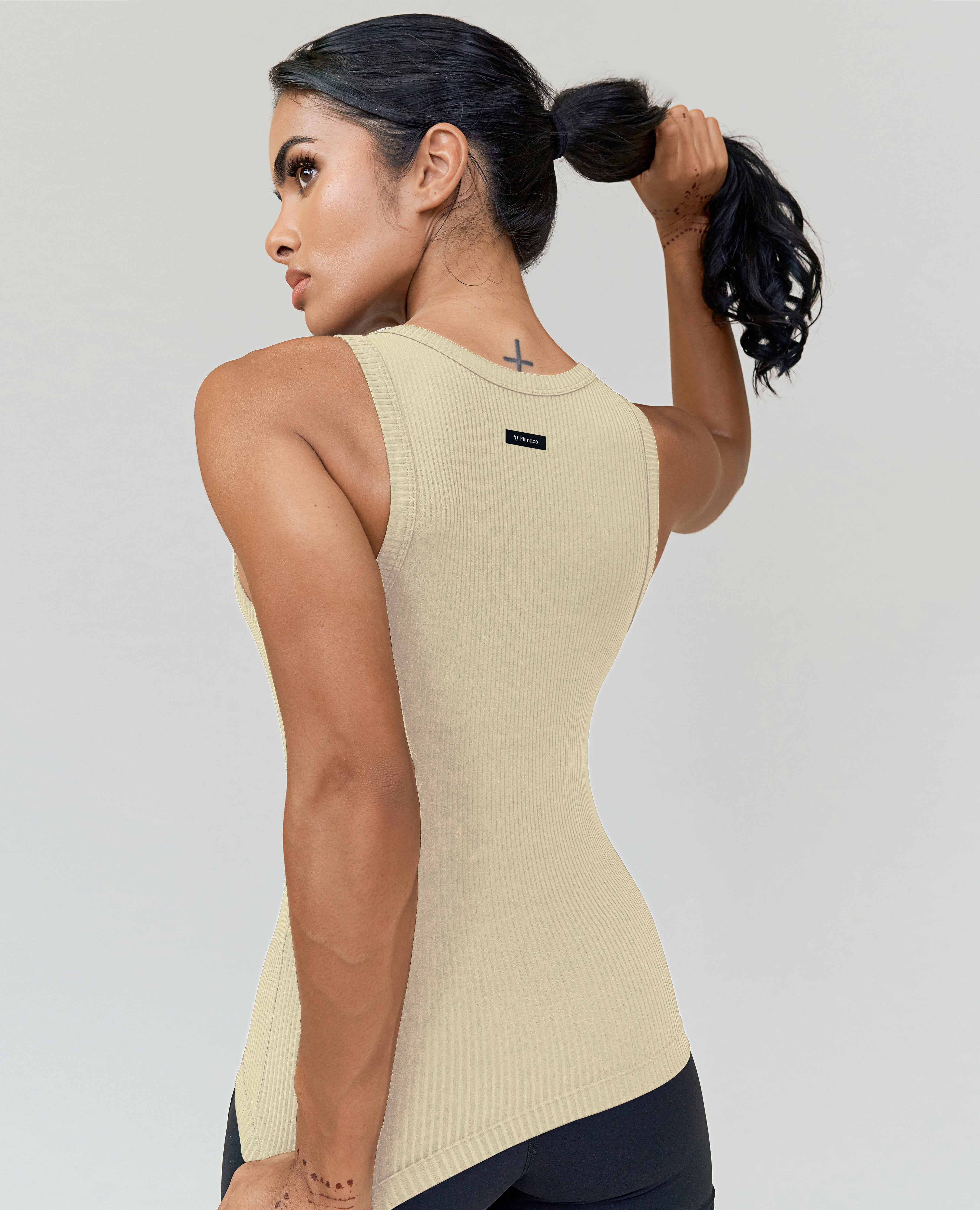 Ribbed Midi Workout Tank Apricot FIRM ABS