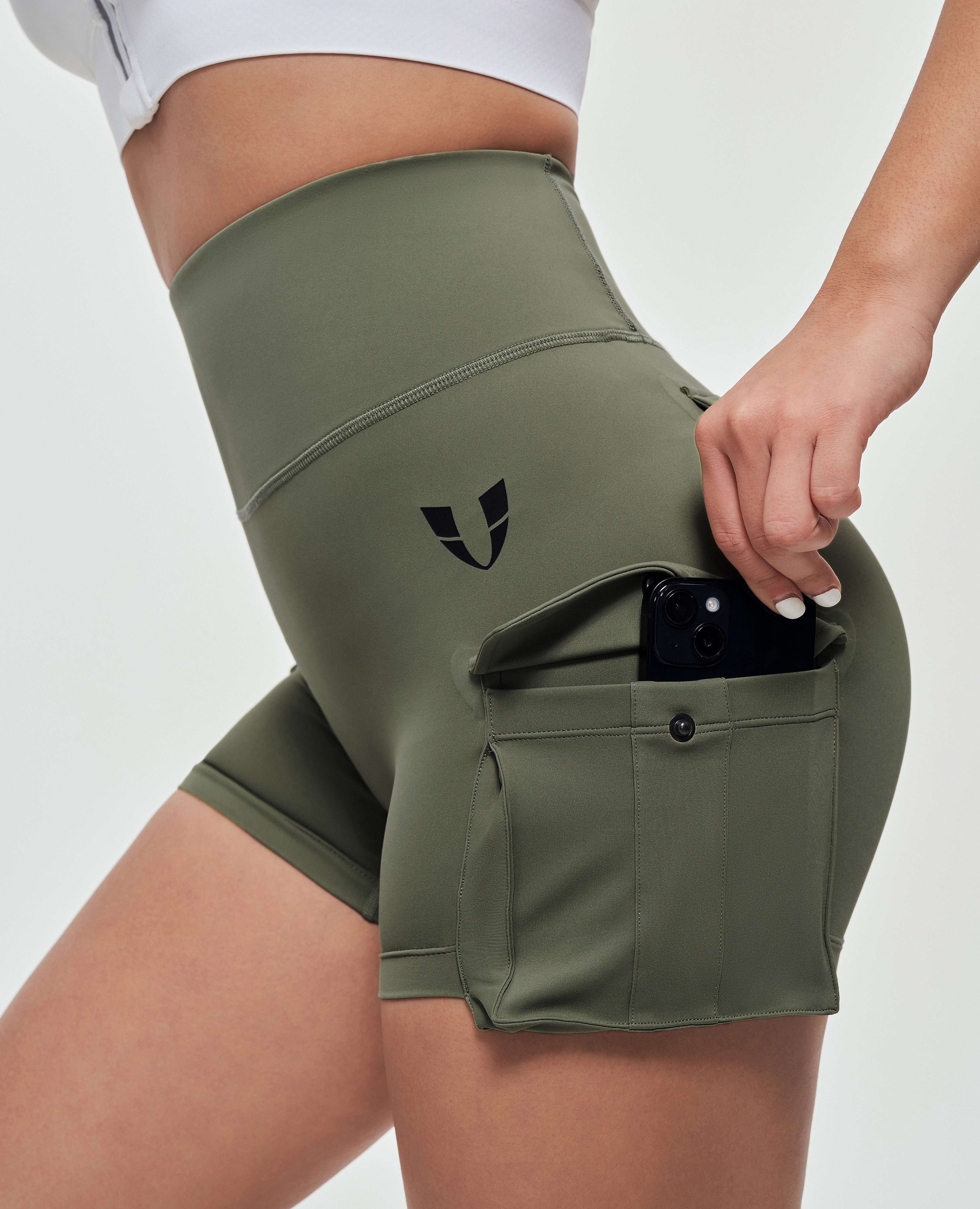 Cargoshort met scrunch butt - Olijfgroen