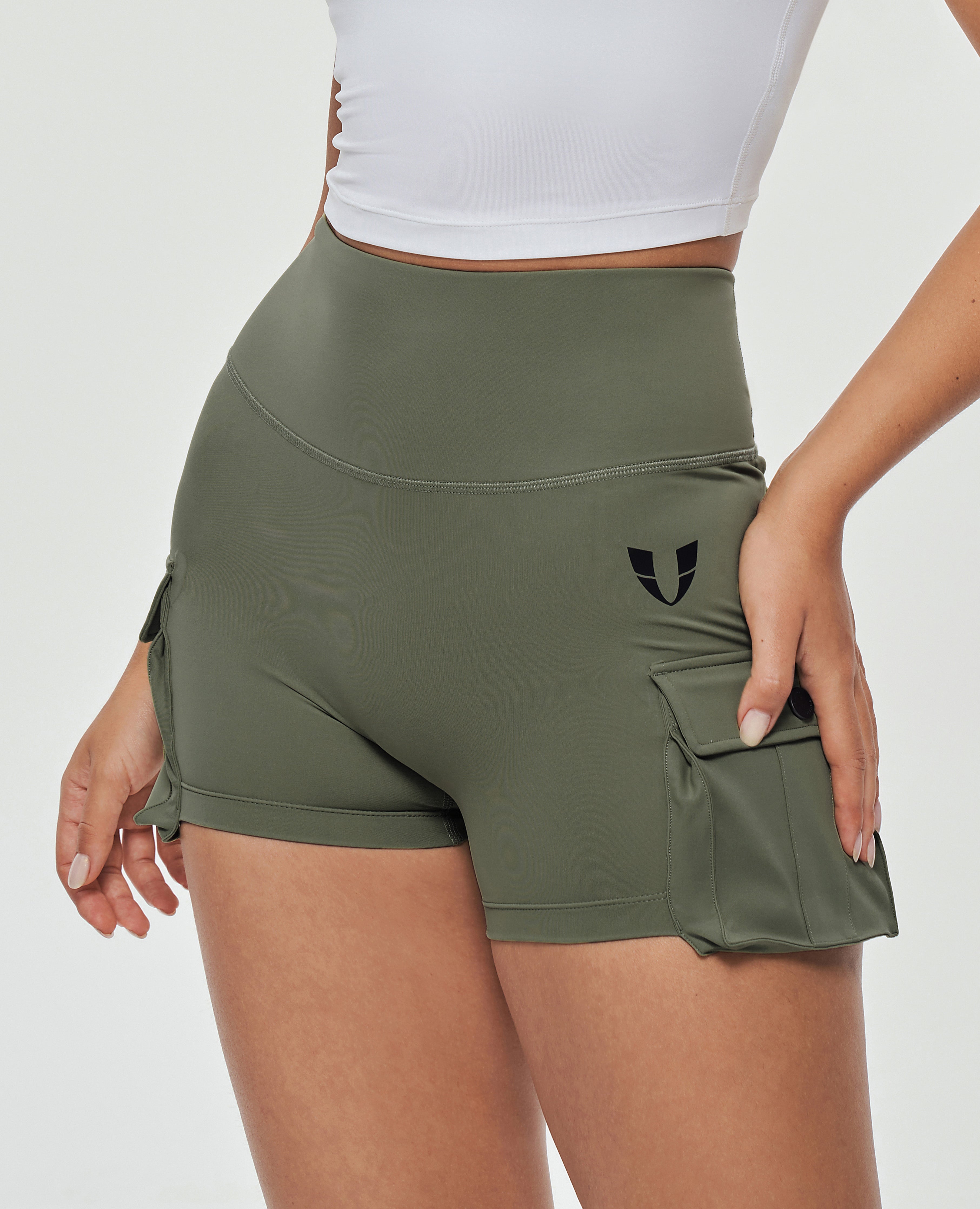 Scrunch Butt Cargo Shorts - Olive Green