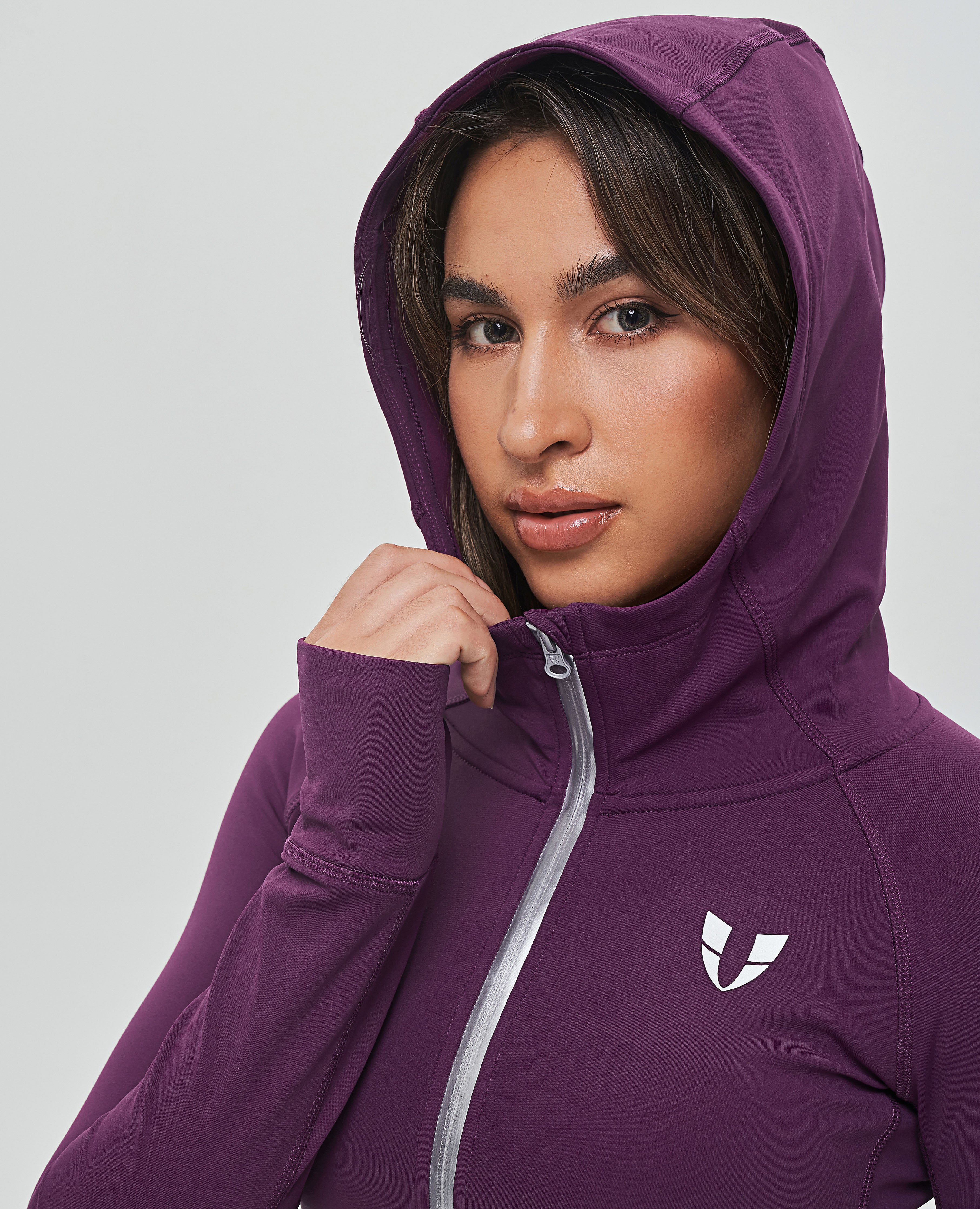 Sweat à capuche zippé en polaire fine - Violet