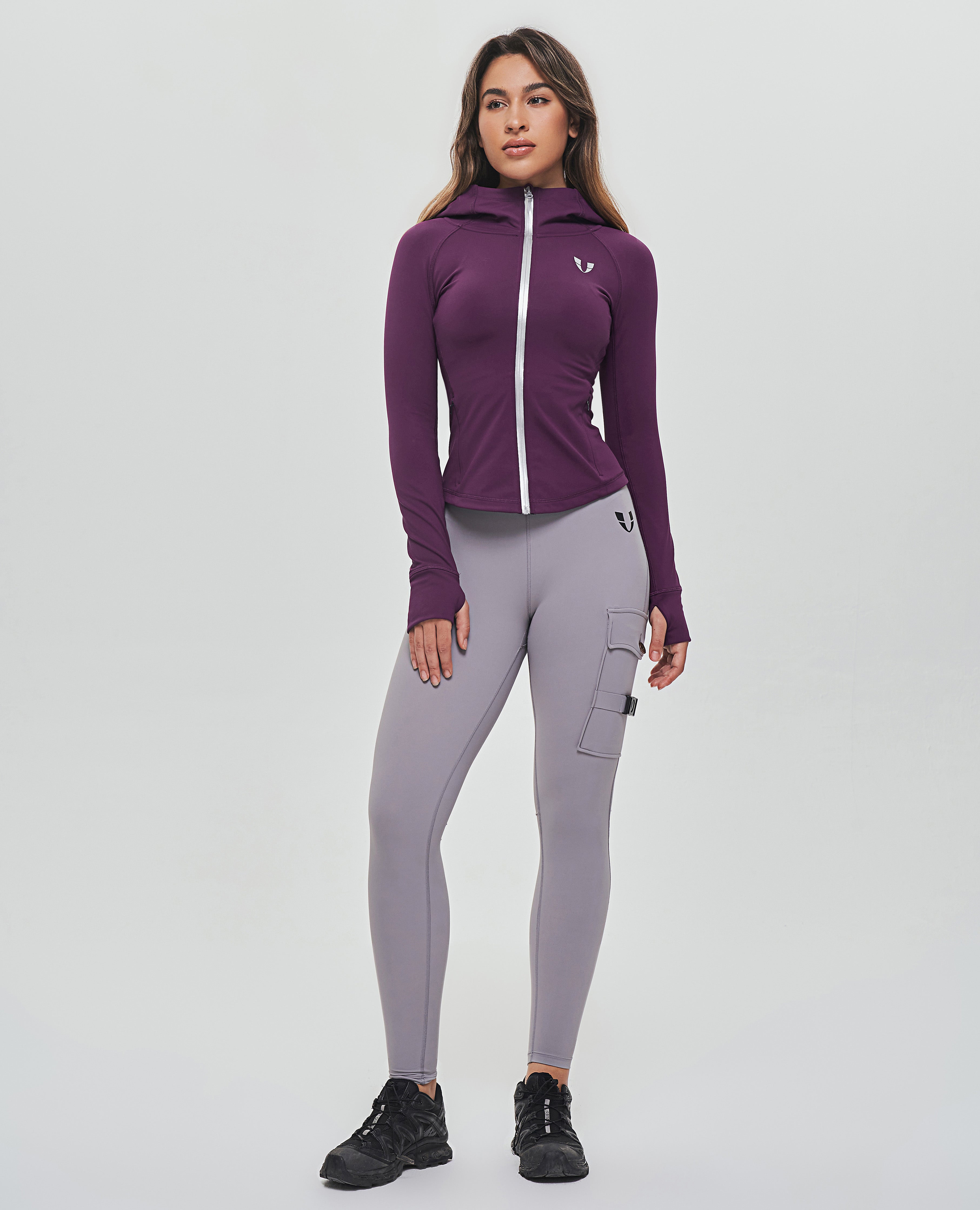 Sweat à capuche zippé en polaire fine - Violet