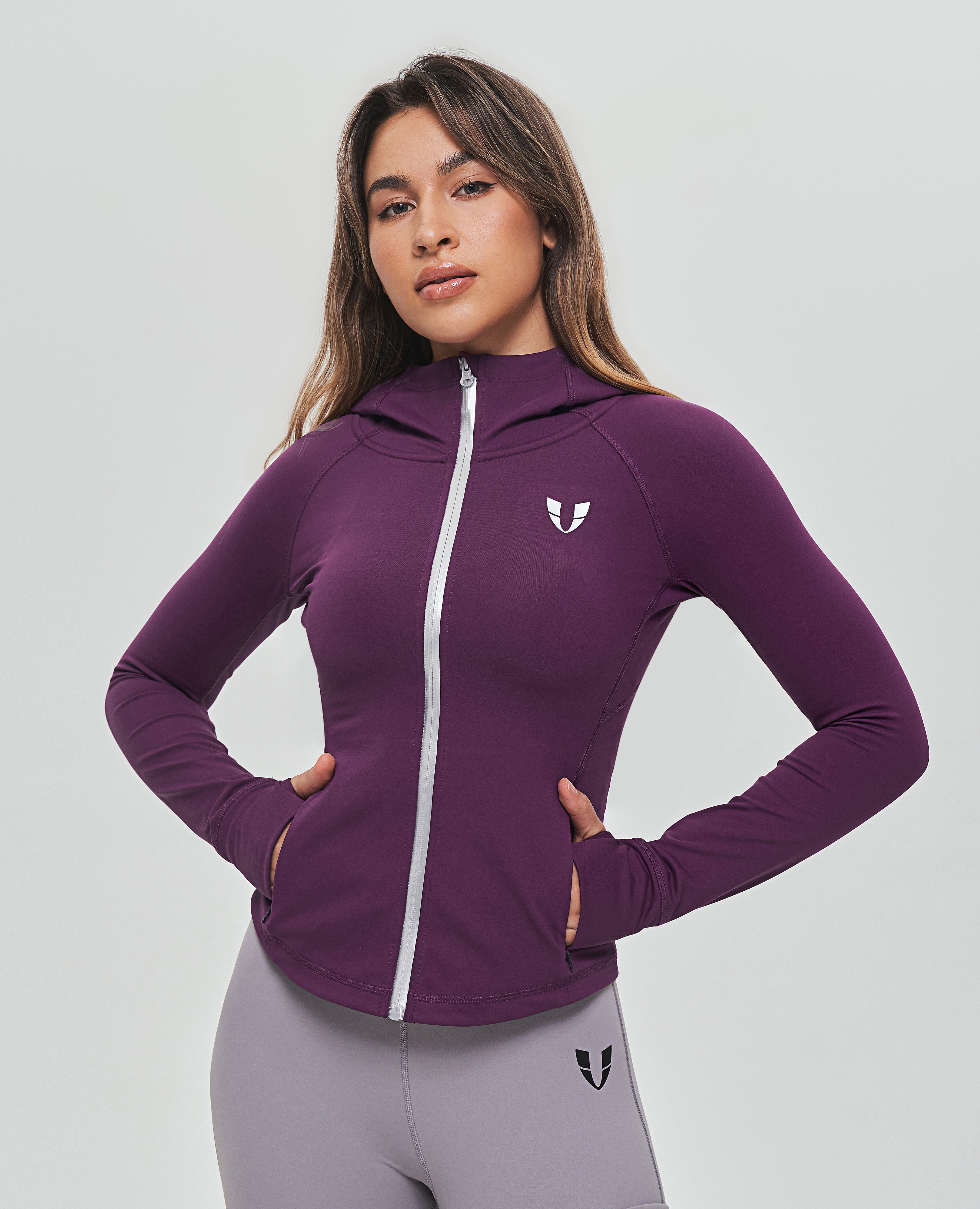 Sweat à capuche zippé en polaire fine - Violet