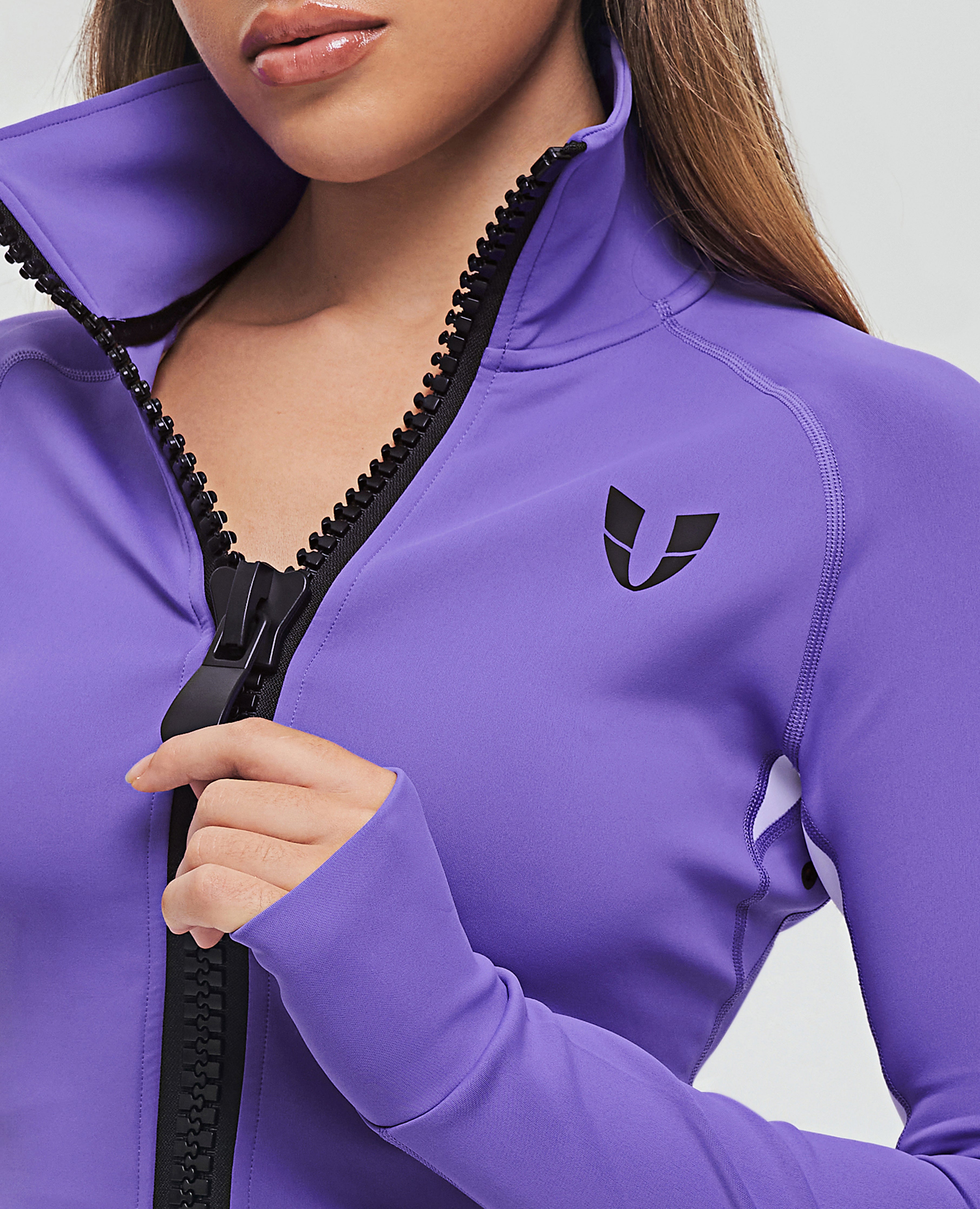 Zip Up Cropped Jacket - Purple