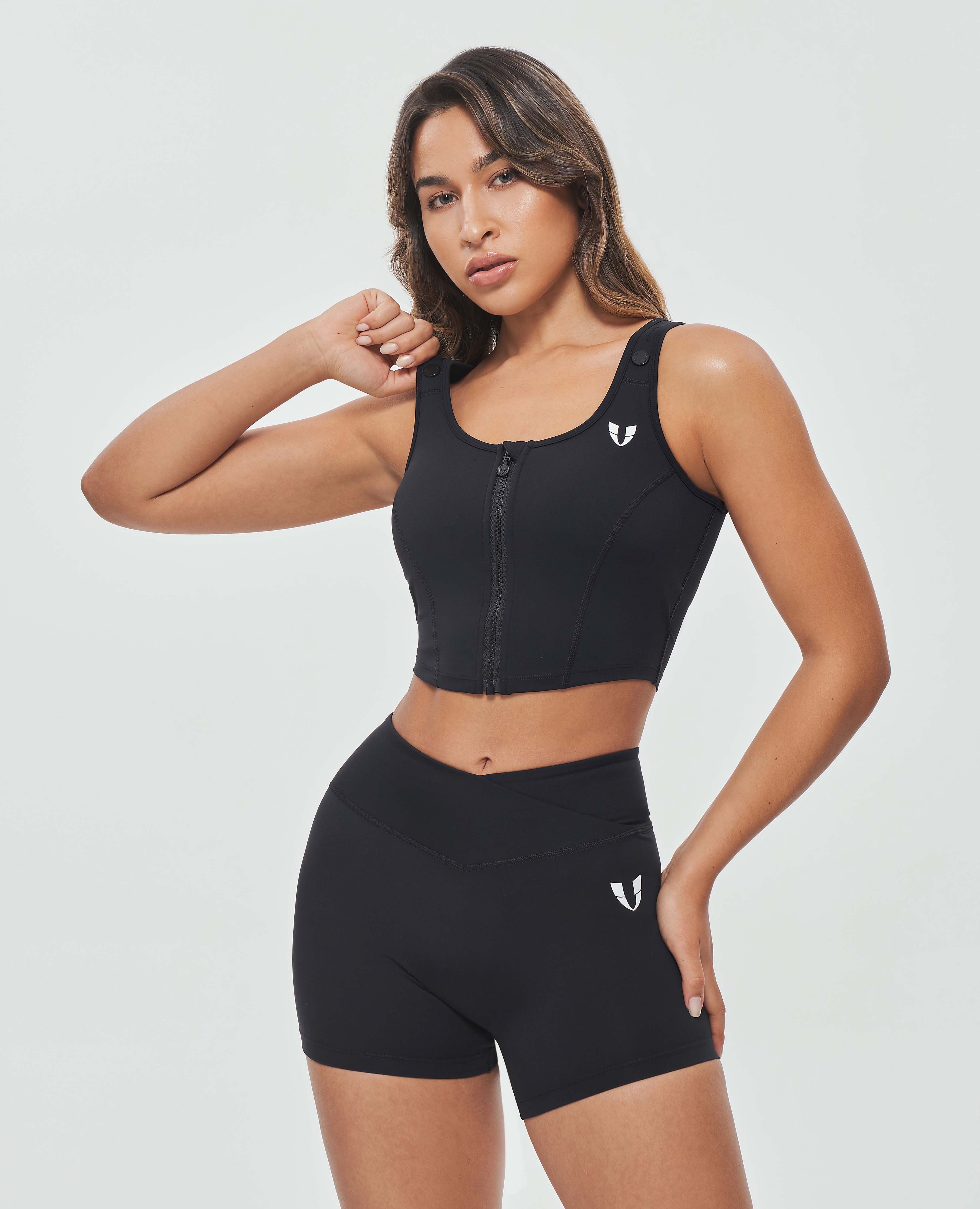 Zip Up Padded Tank - Black