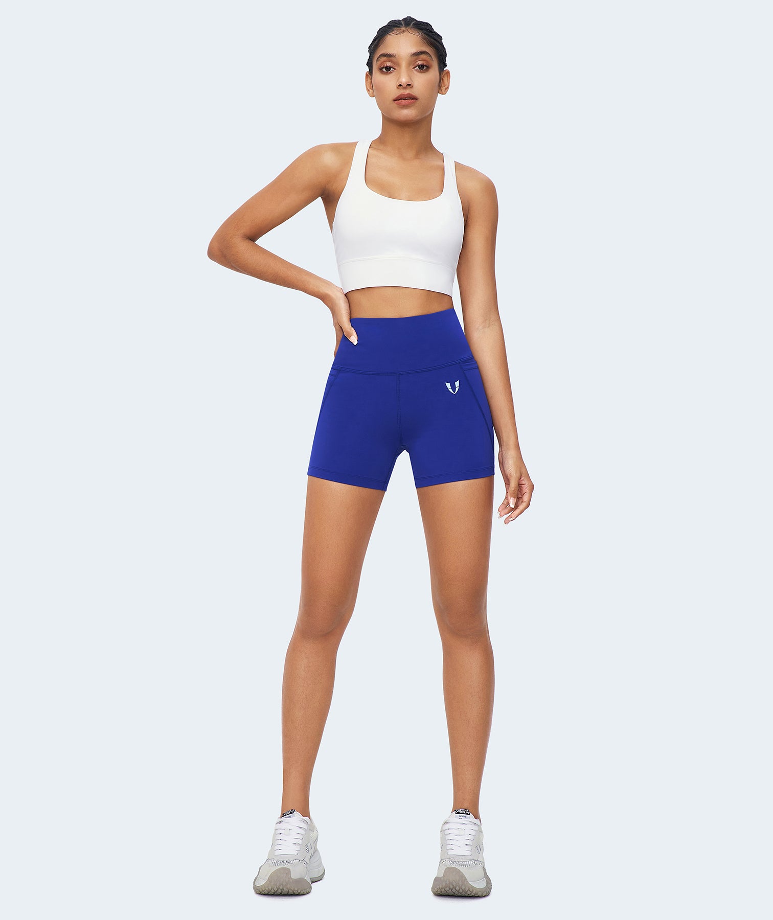 High-waisted Gym Shorts - Blue