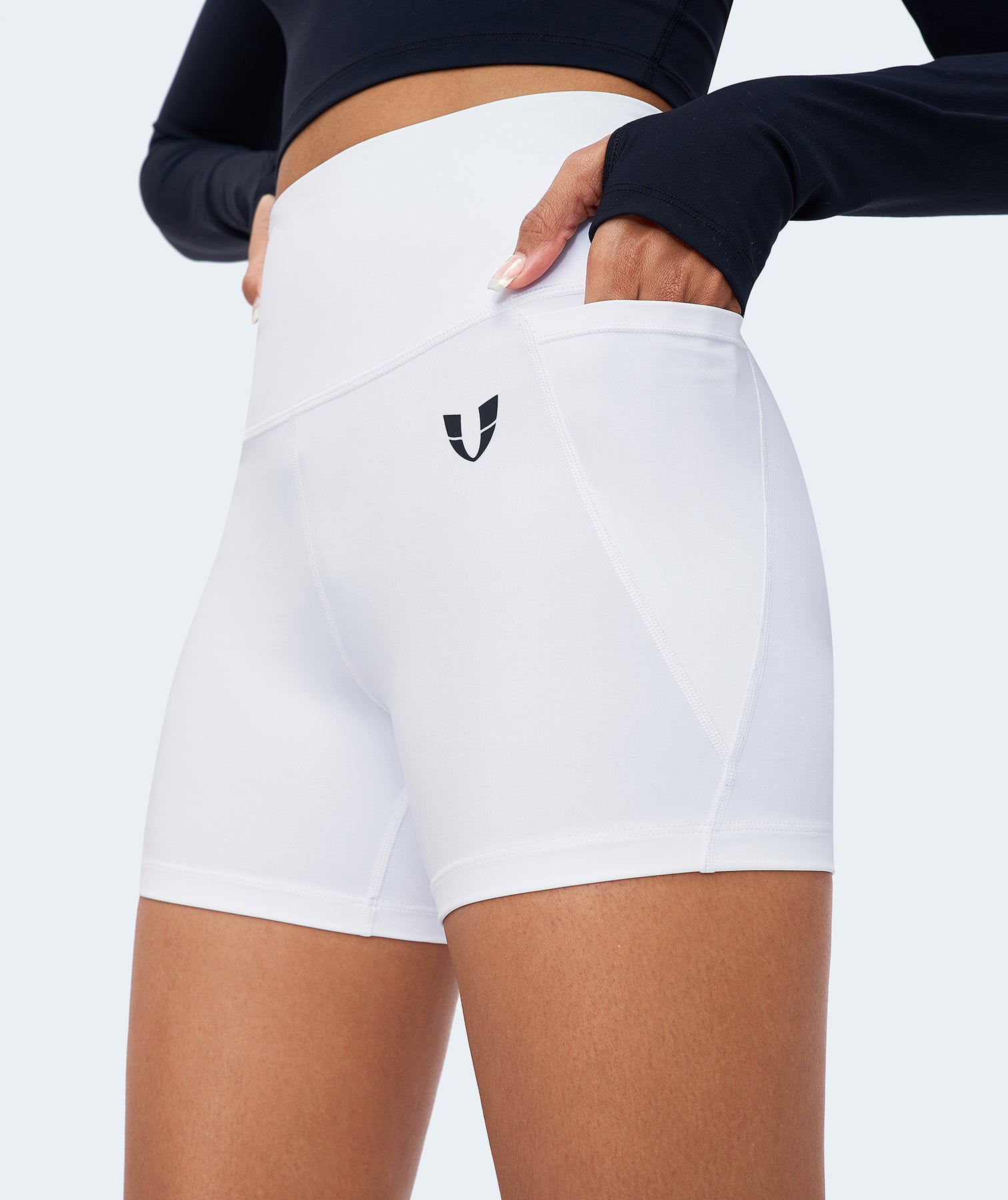 High-waisted Gym Shorts - White