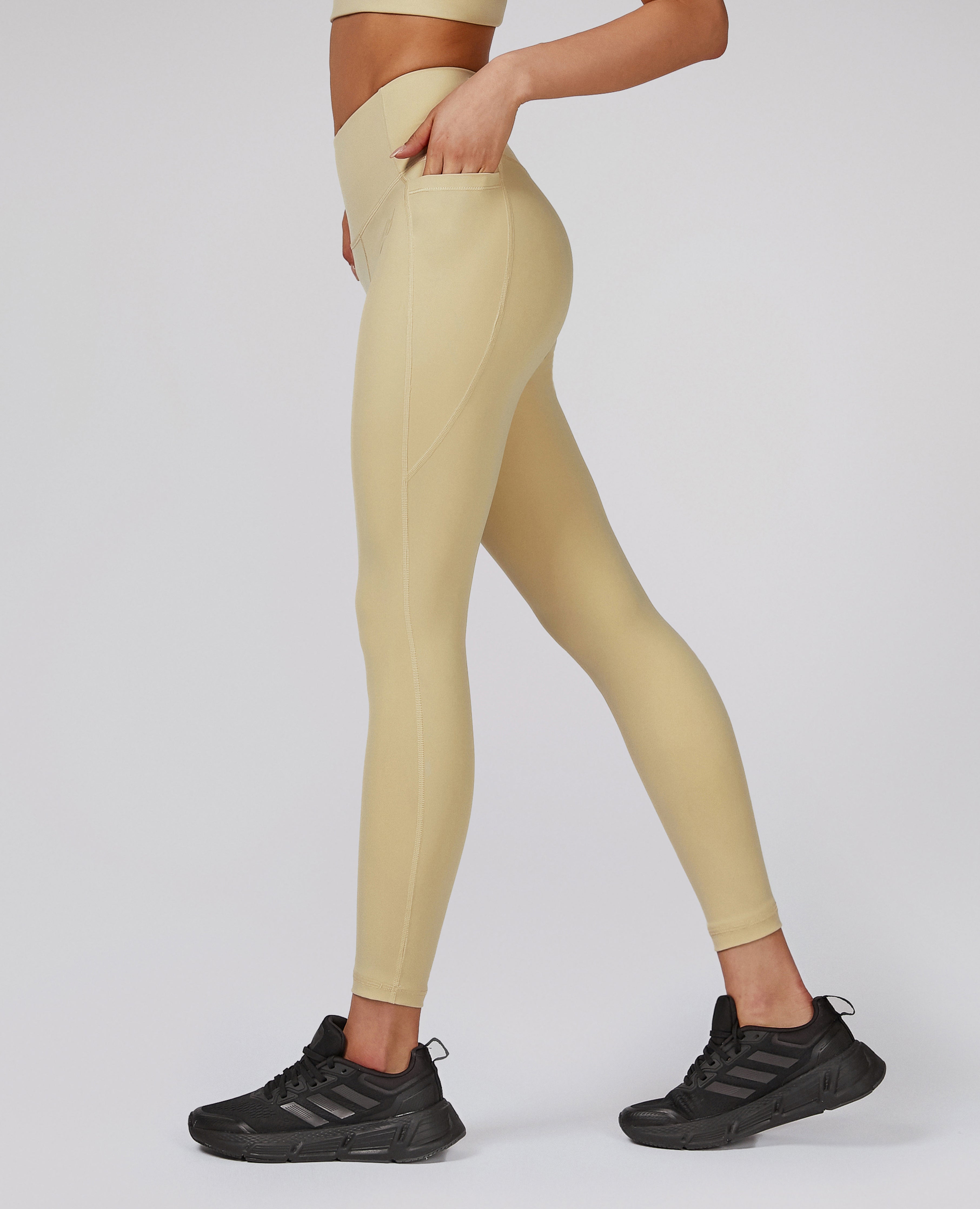 Sport-Leggings mit hoher Taille – Hellgelb